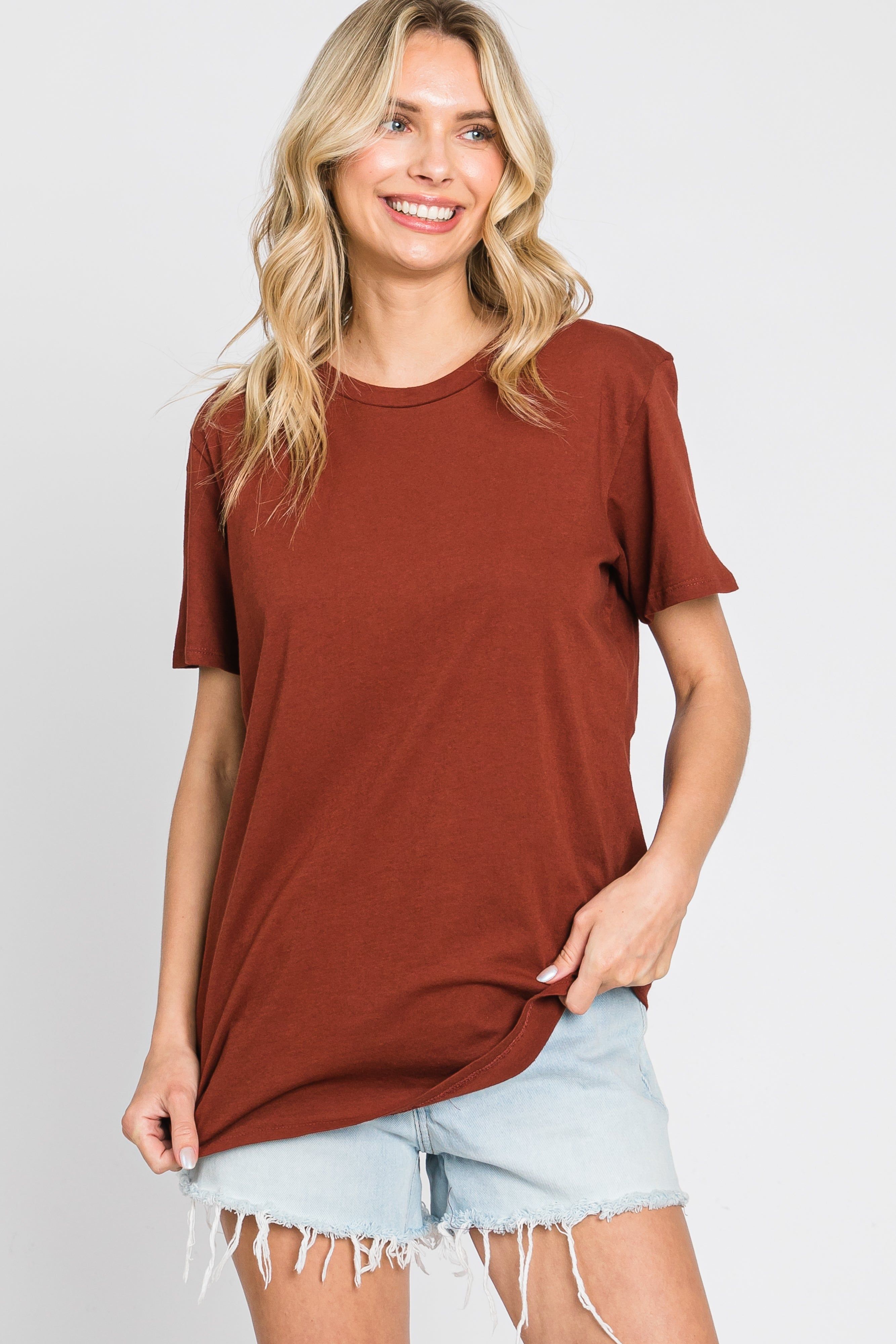 Rust Oversized Short Sleeve Maternity Top sold by Pinkblush product image thumbnail 5