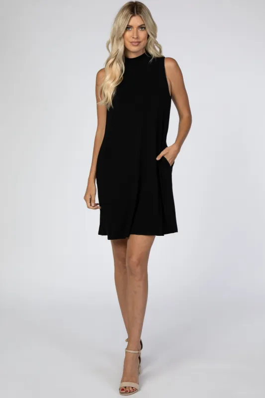 Black Mock Neck Sleeveless Dress sold by Pinkblush