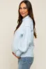 Light Blue Knit Long Sleeve Mock Neck Maternity Top sold by Pinkblush