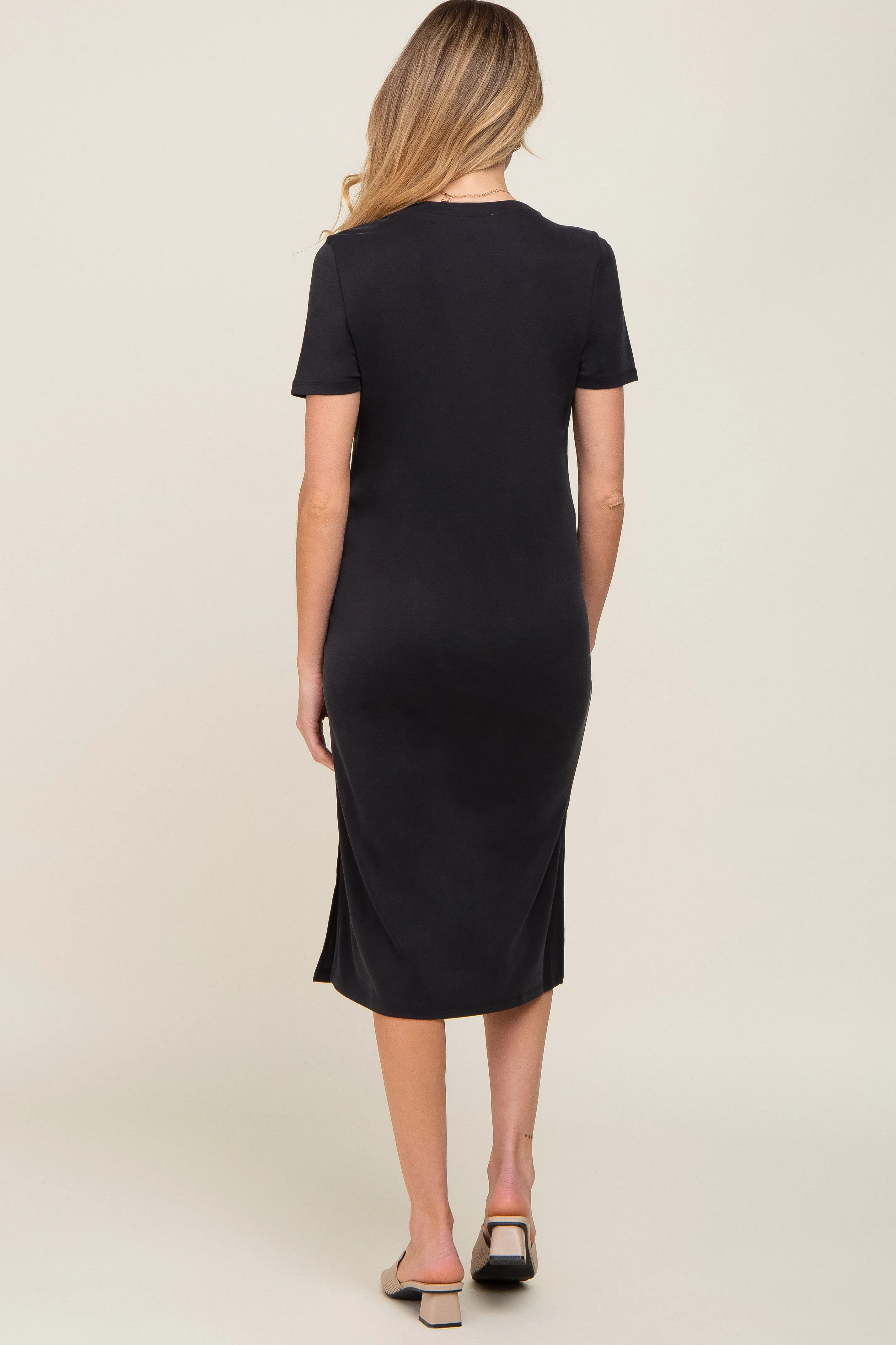 Black Midi T-Shirt Maternity Dress sold by Pinkblush product image thumbnail 3