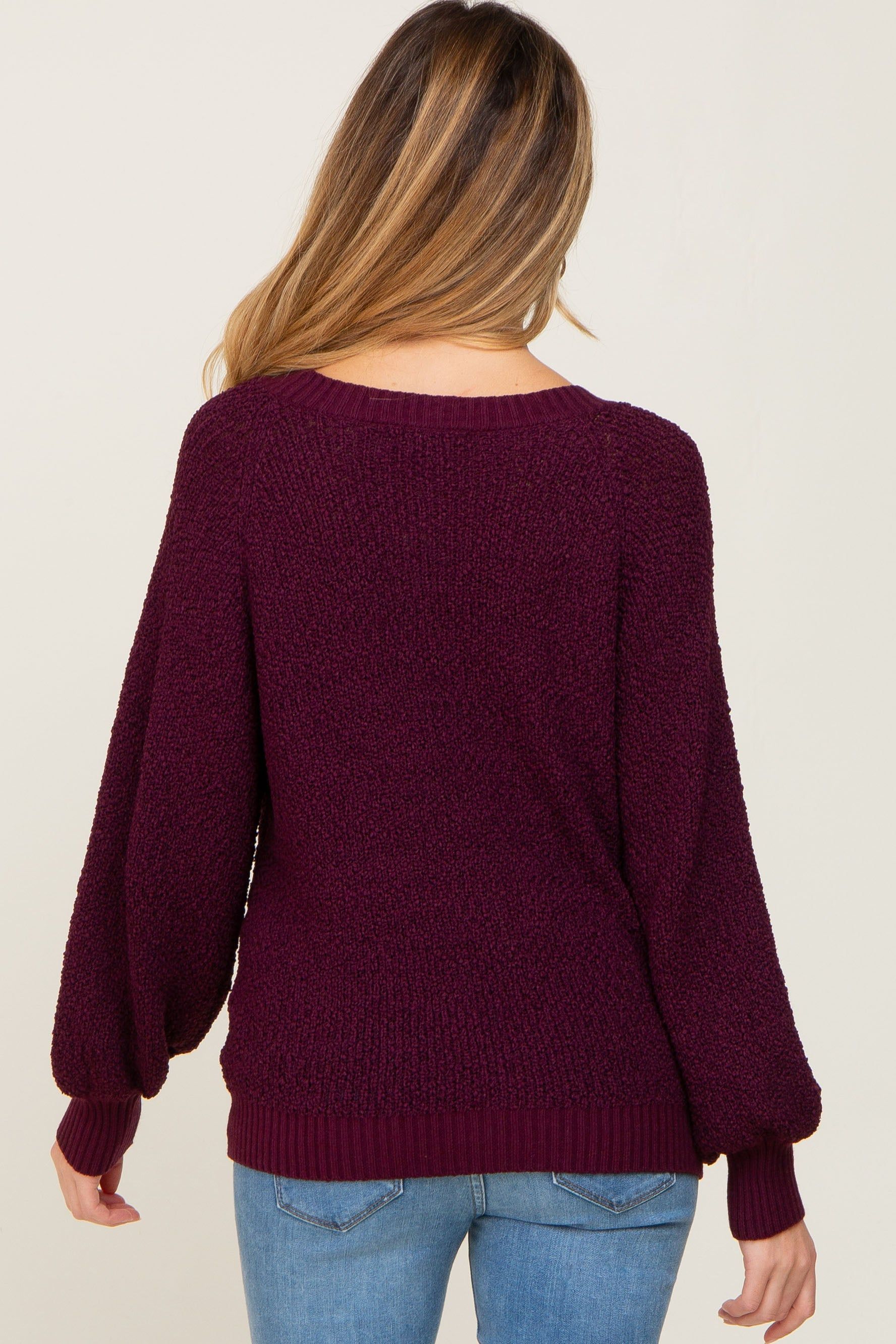 Plum Popcorn Knit Raglan Maternity Sweater sold by Pinkblush product image thumbnail 3