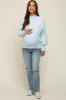 Light Blue Knit Long Sleeve Mock Neck Maternity Top sold by Pinkblush