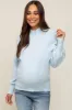 Light Blue Knit Long Sleeve Mock Neck Maternity Top sold by Pinkblush