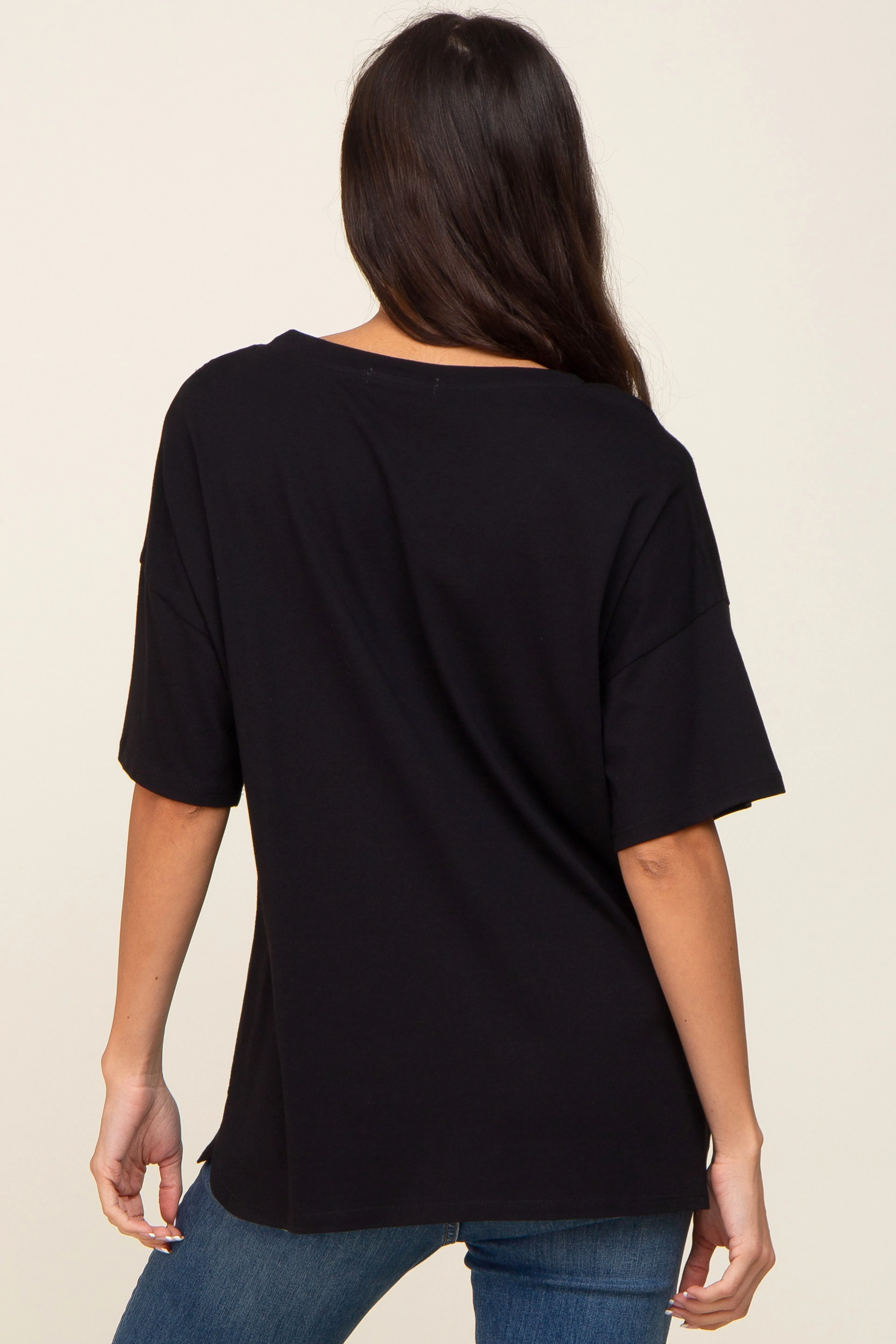 Black Pocketed V-Neck Top sold by Pinkblush product image thumbnail 3