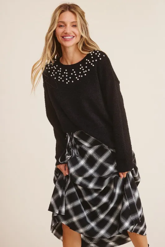 Black Pearl Sweater Weaved Top sold by Pinkblush