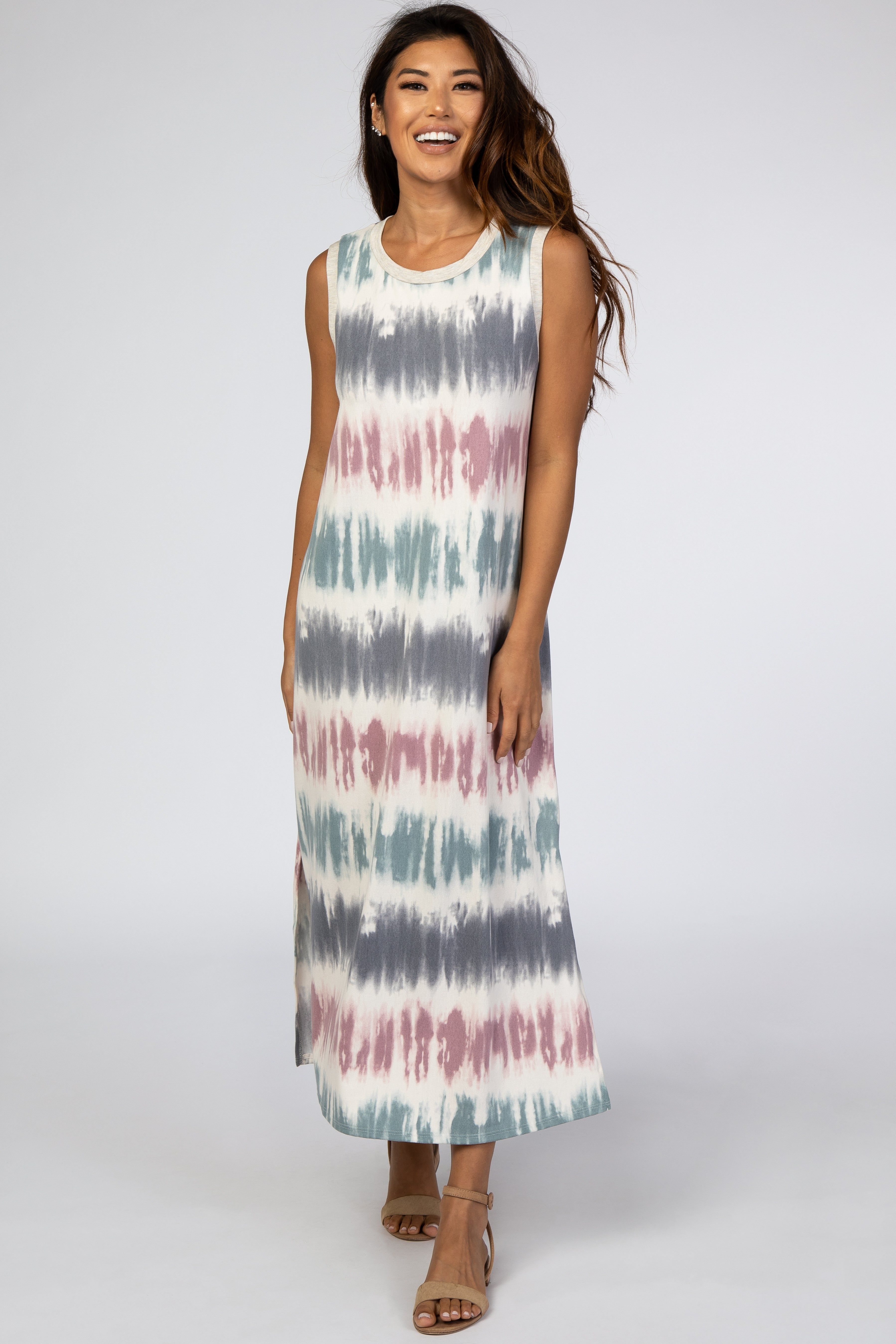 Navy Tie Dye Maternity Midi Dress sold by Pinkblush product image thumbnail 4