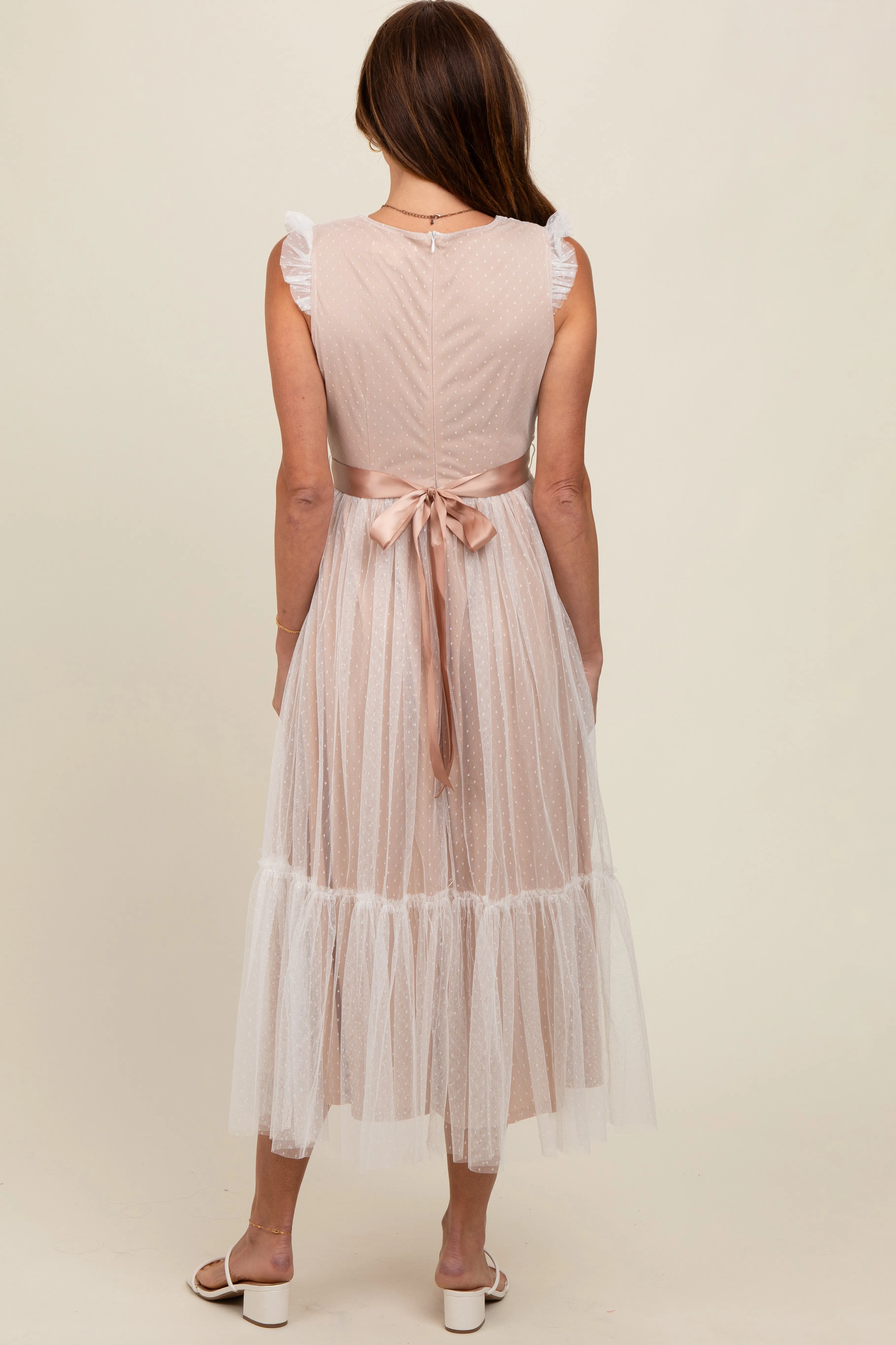 White Lace Contrast Tulle Maxi Dress sold by Pinkblush product image thumbnail 4