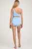 Light Blue Asymmetrical One Shoulder Side Cutout One-Piece Maternity Swimsuit sold by Pinkblush