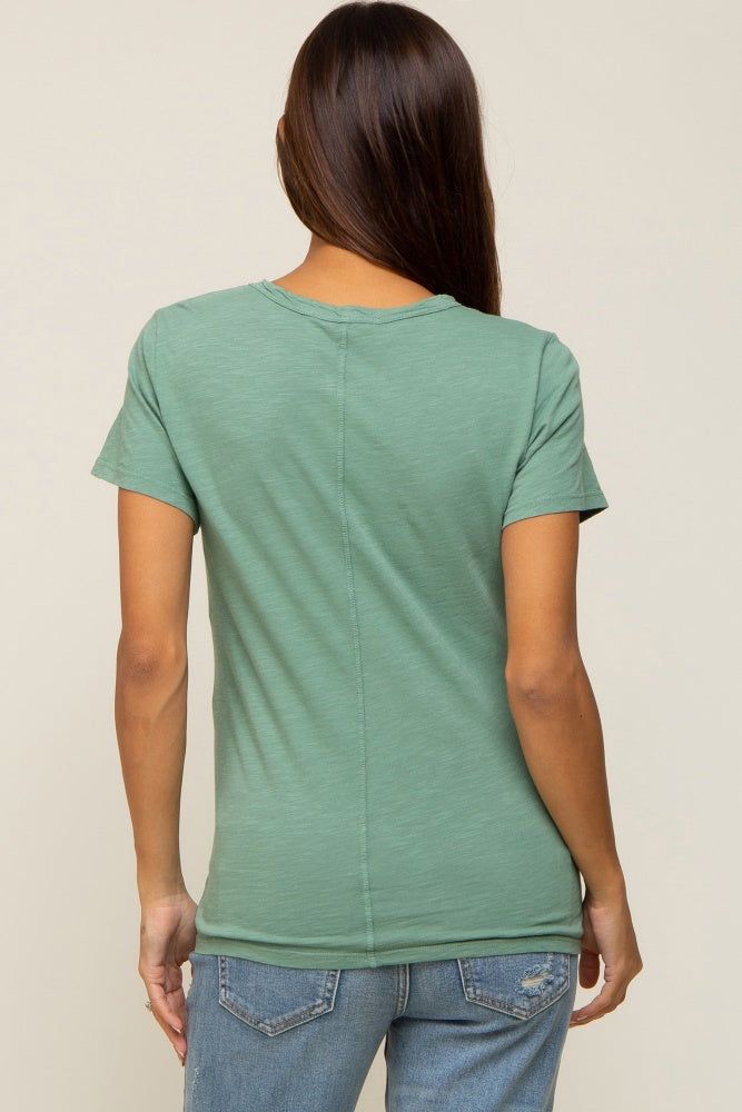 Green Slub Knit Cropped Maternity T-Shirt sold by Pinkblush product image thumbnail 3