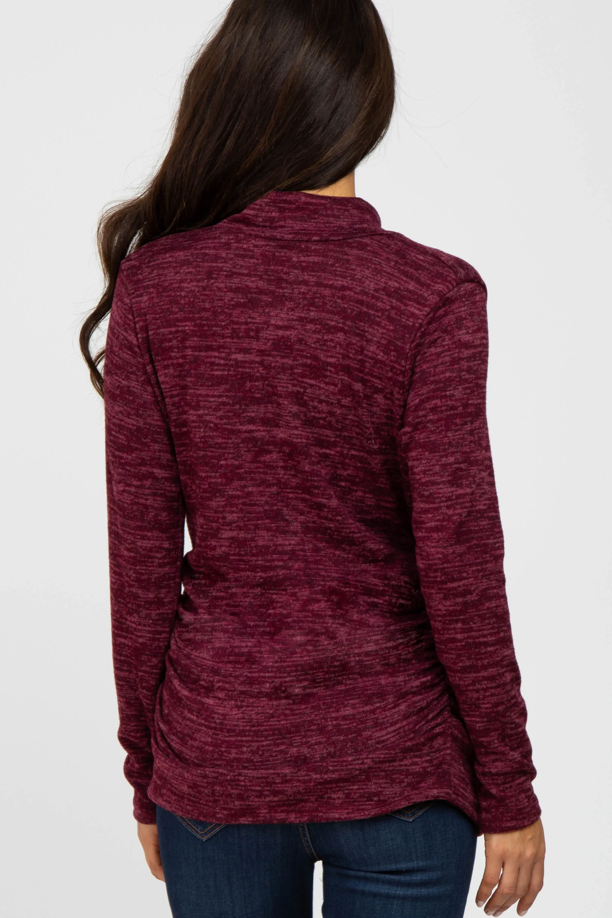 Burgundy Soft Heathered Draped Wrap Nursing Top sold by Pinkblush product image thumbnail 3
