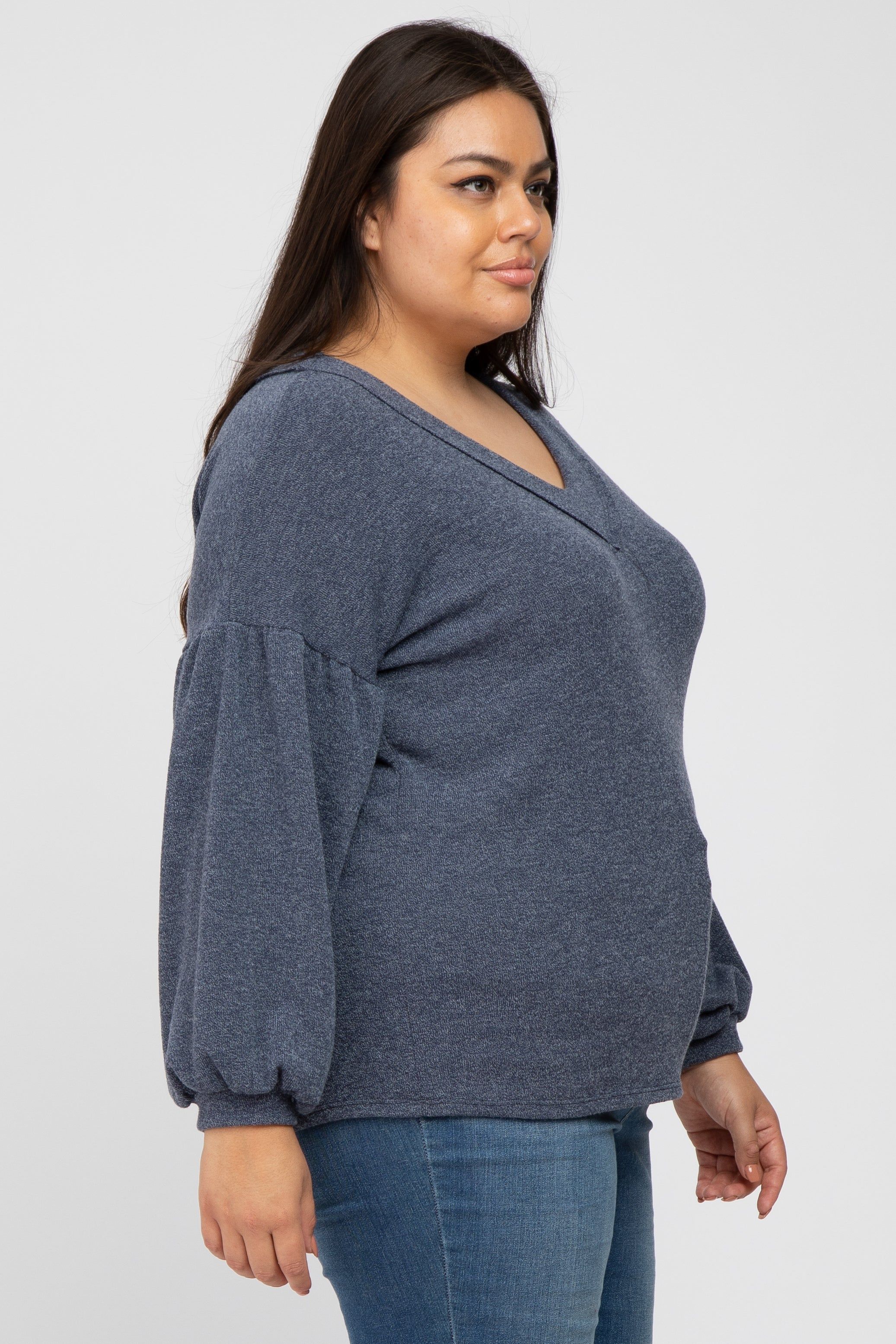 Charcoal Long Puff Sleeve Plus Top sold by Pinkblush product image thumbnail 2