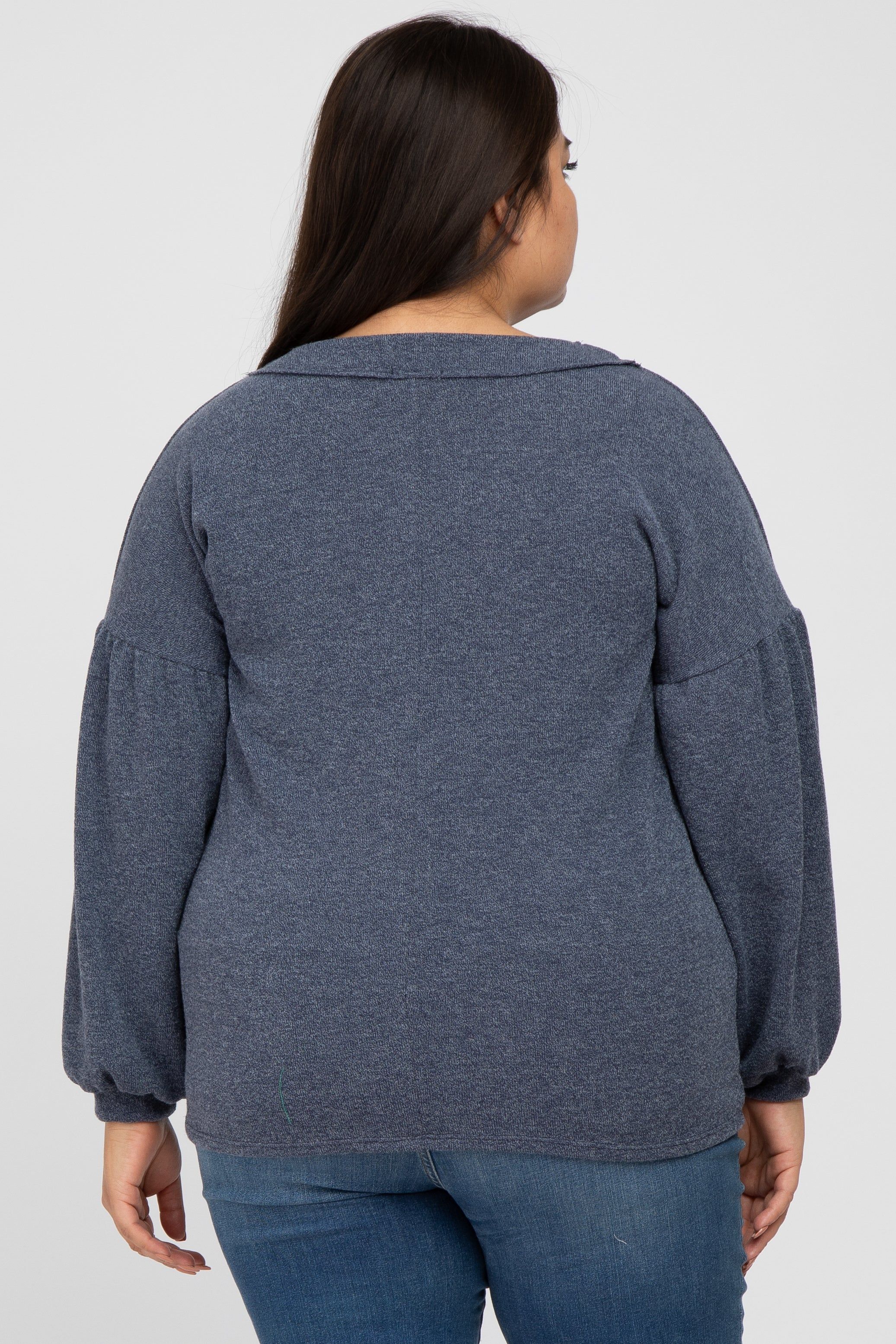 Charcoal Long Puff Sleeve Plus Top sold by Pinkblush product image thumbnail 3