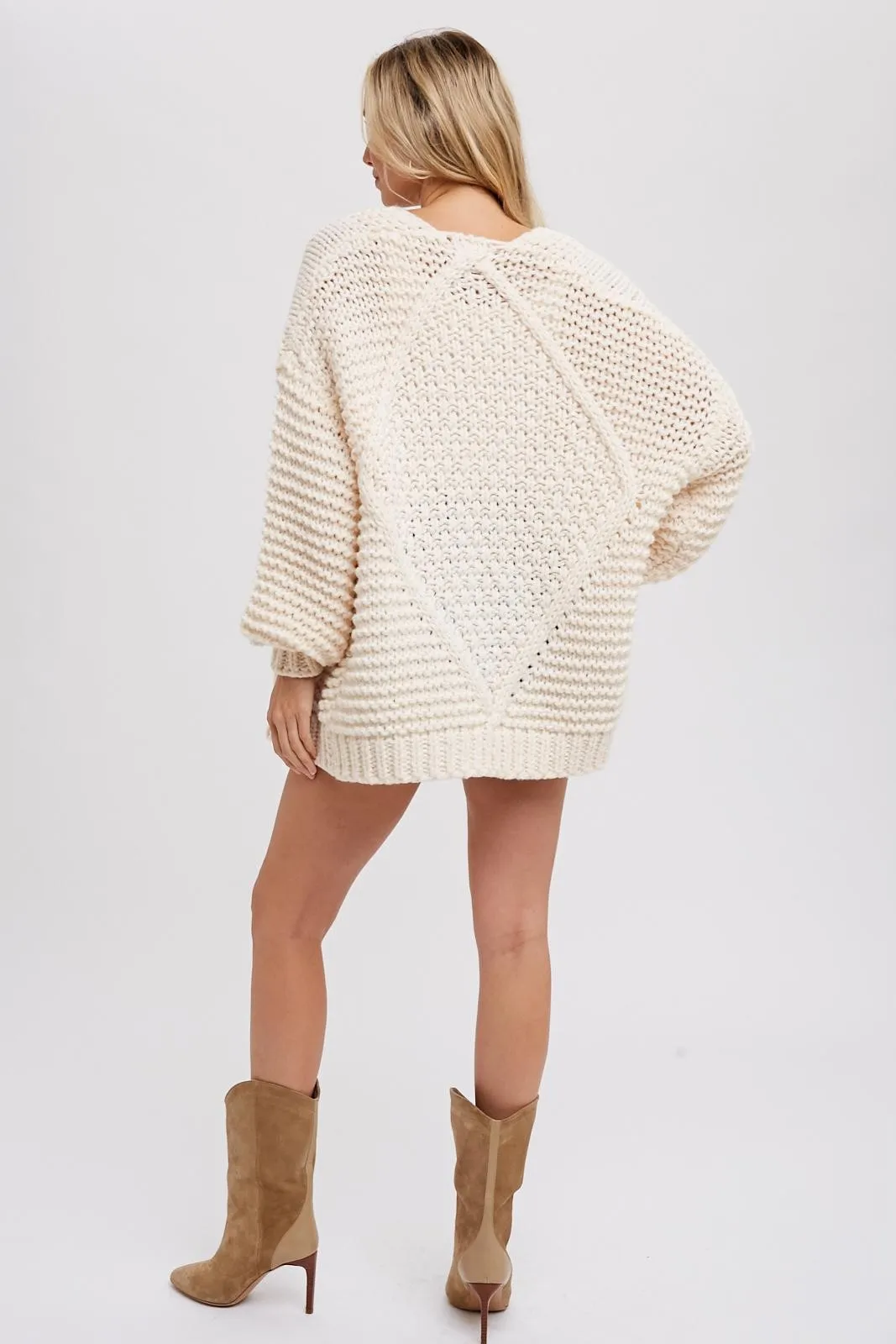 Cream Chunky Knit Cardigan sold by Pinkblush product image thumbnail 4