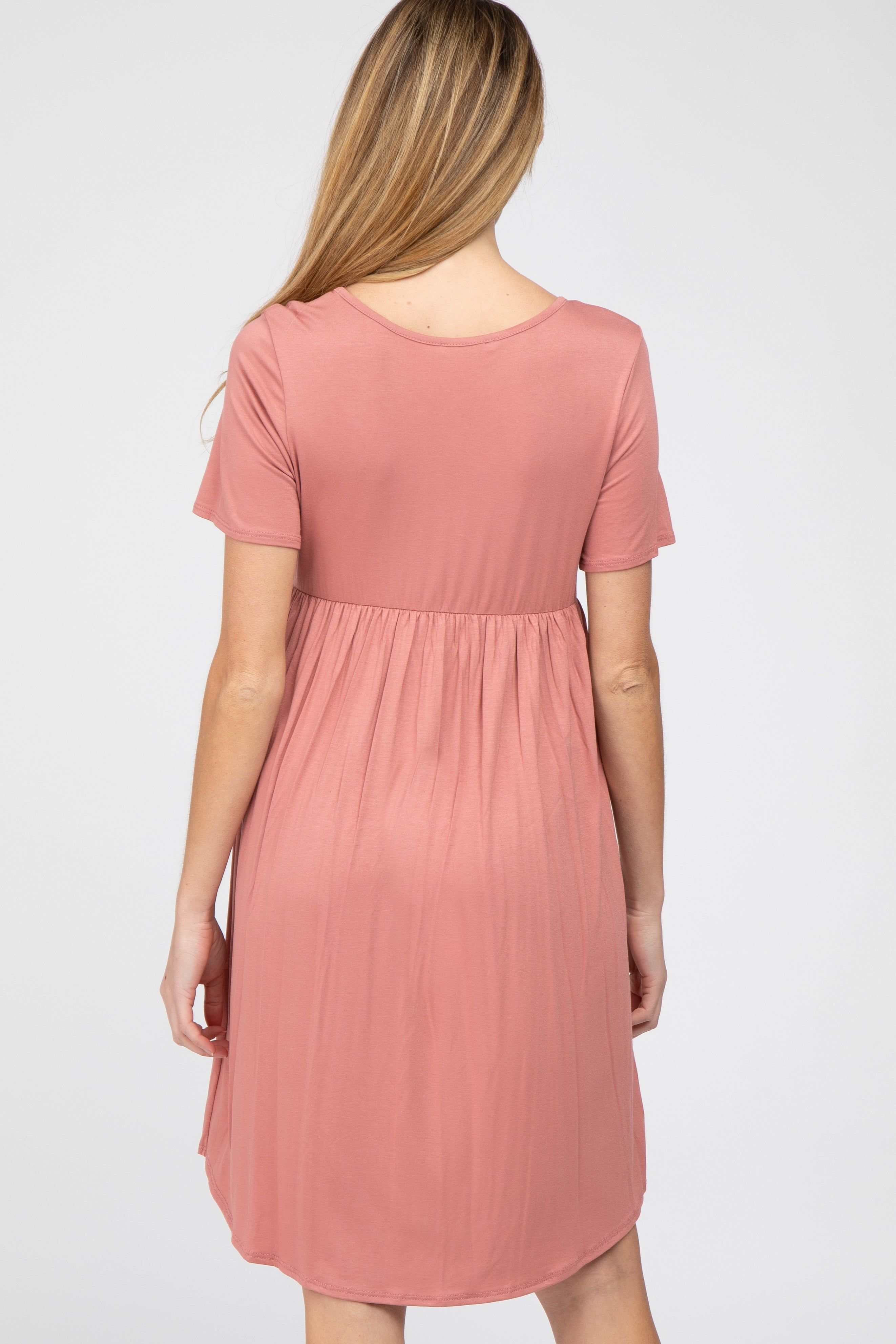 Rust Babydoll Round Hem Maternity Dress sold by Pinkblush product image thumbnail 4