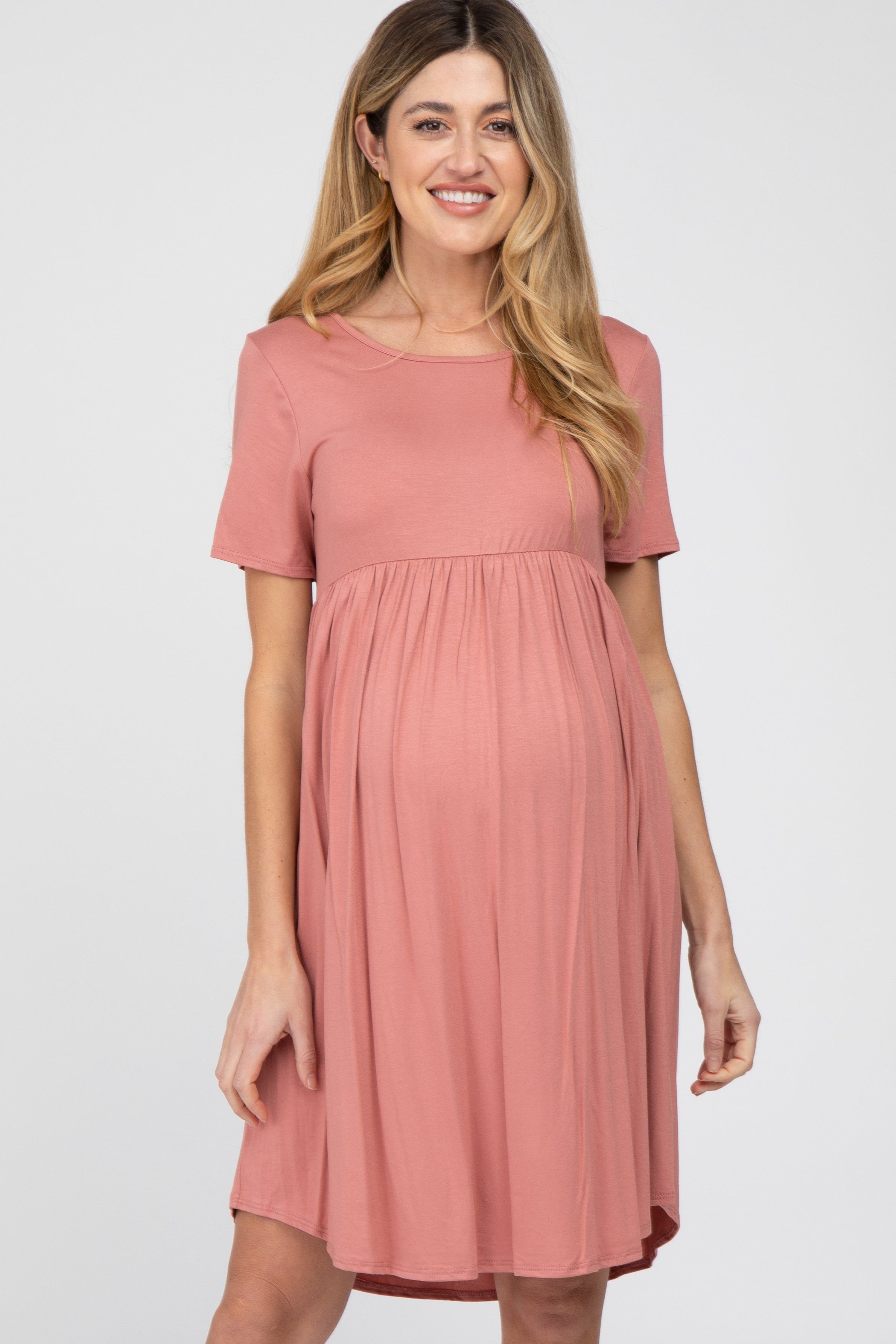 Rust Babydoll Round Hem Maternity Dress sold by Pinkblush product image thumbnail 2
