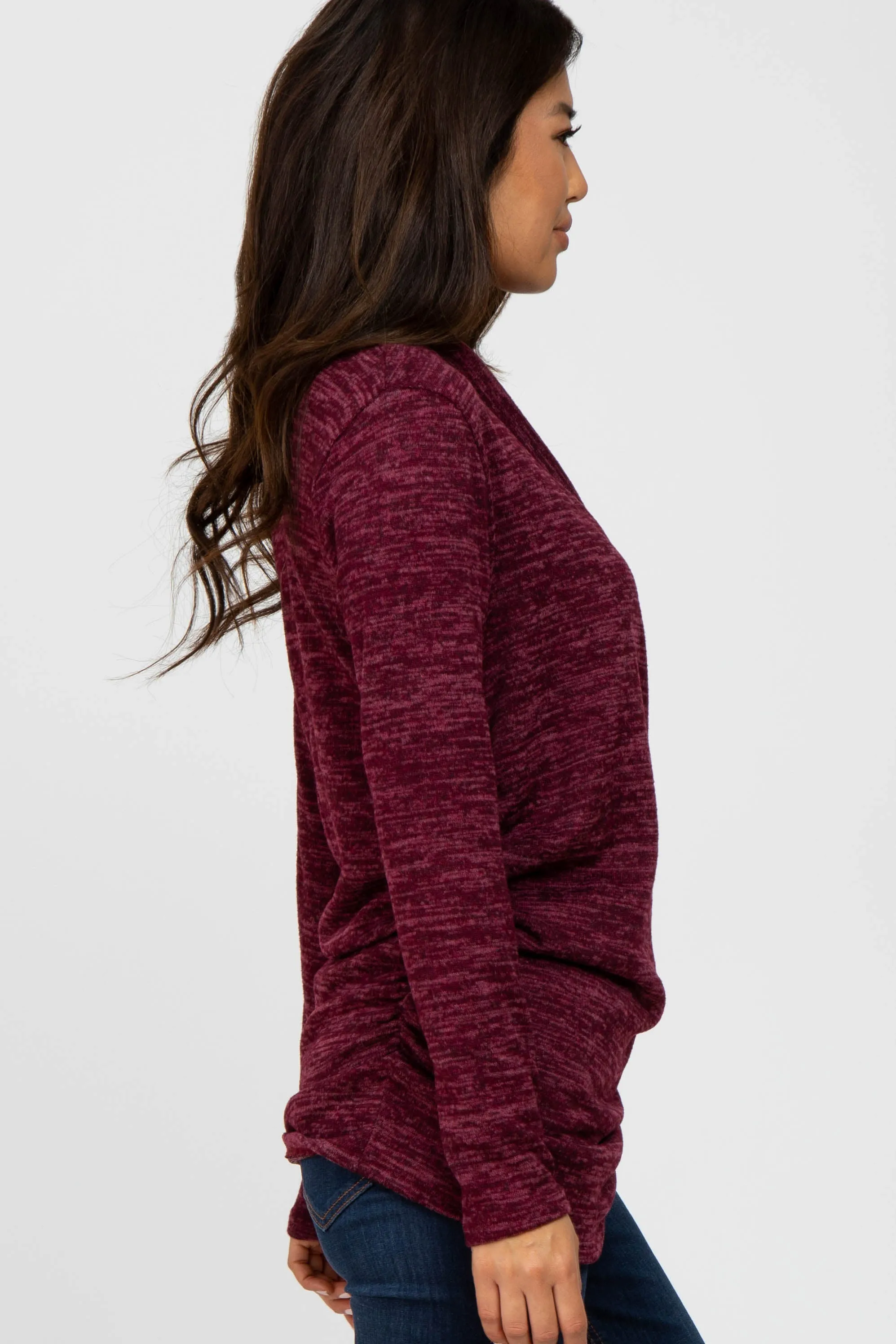 Burgundy Soft Heathered Draped Wrap Nursing Top sold by Pinkblush product image thumbnail 2
