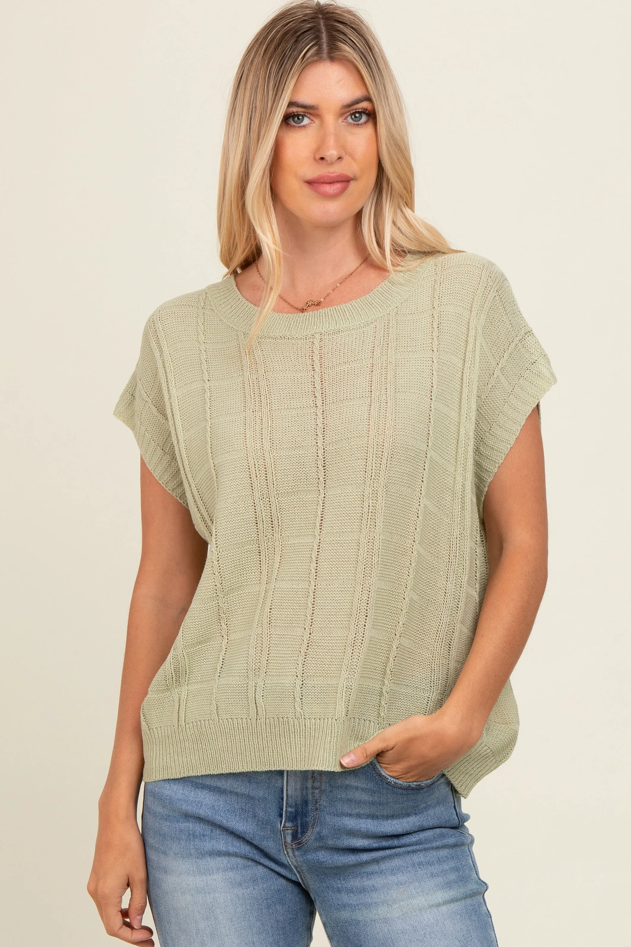 Mint Green Knit Short Sleeve Sweater Maternity Top sold by Pinkblush product image thumbnail 3