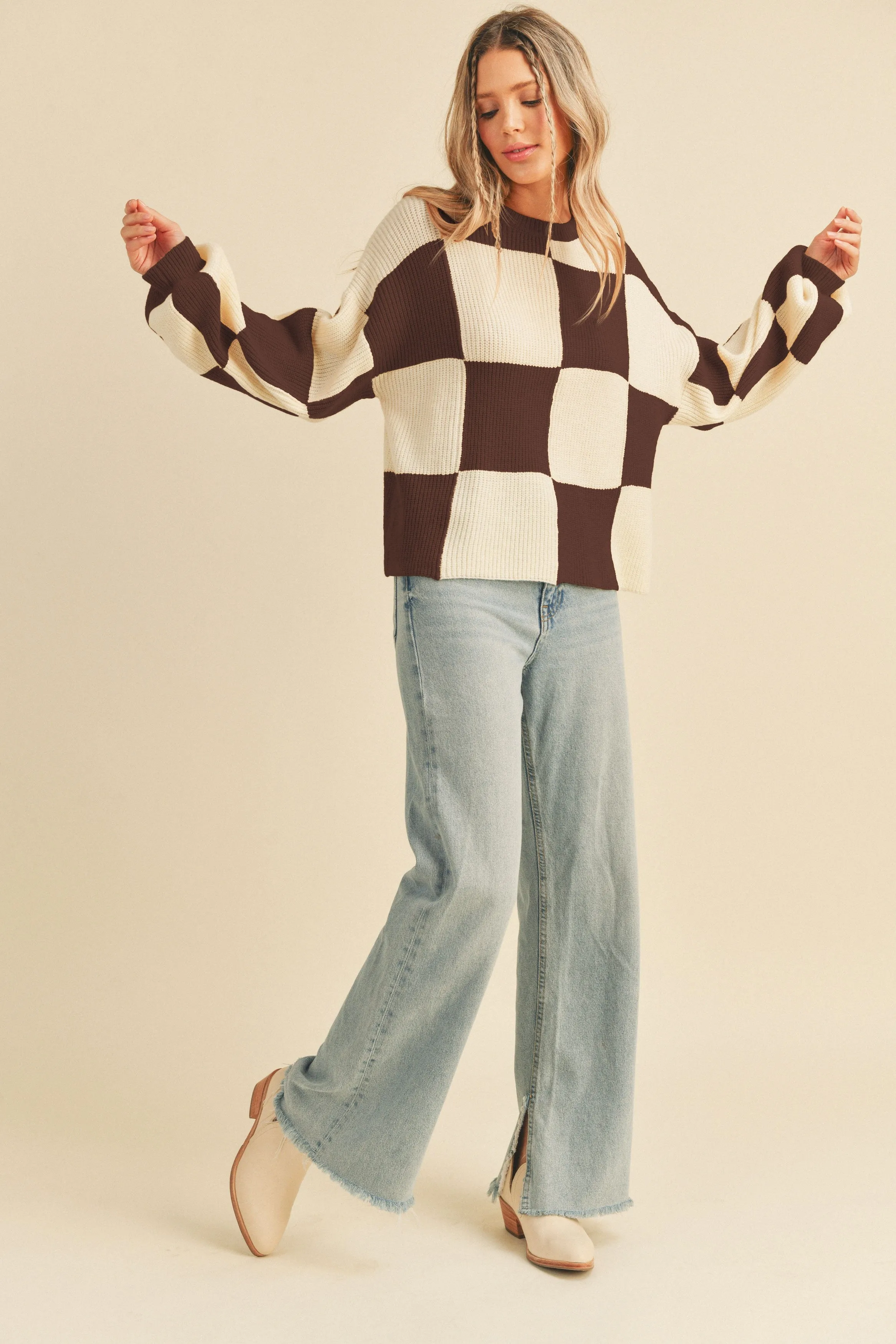 Chocolate Checker Oversized Checkerboard Pullover sold by Pinkblush product image thumbnail 2