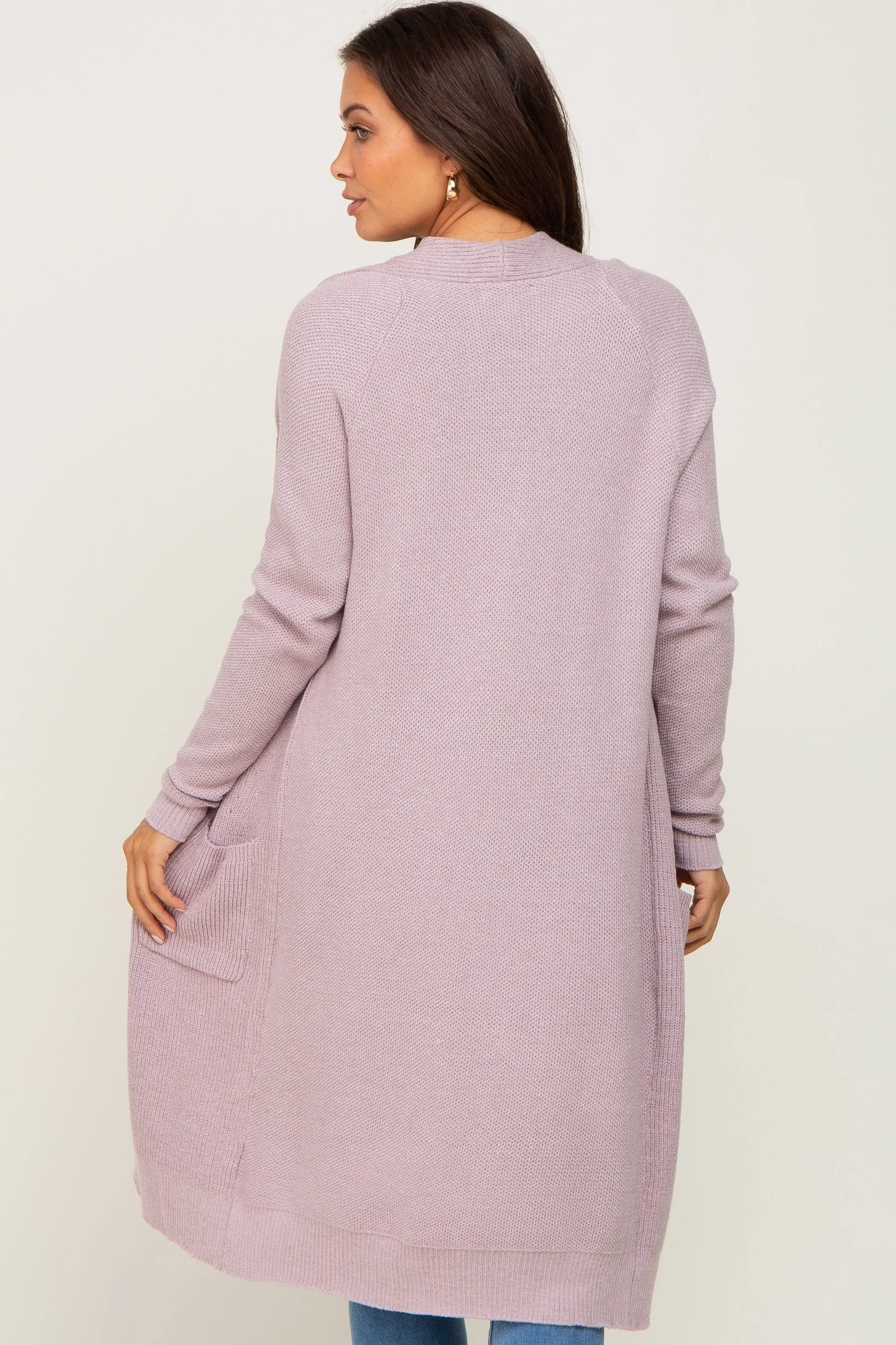 Mauve Open Front Long Maternity Cardigan sold by Pinkblush product image thumbnail 4