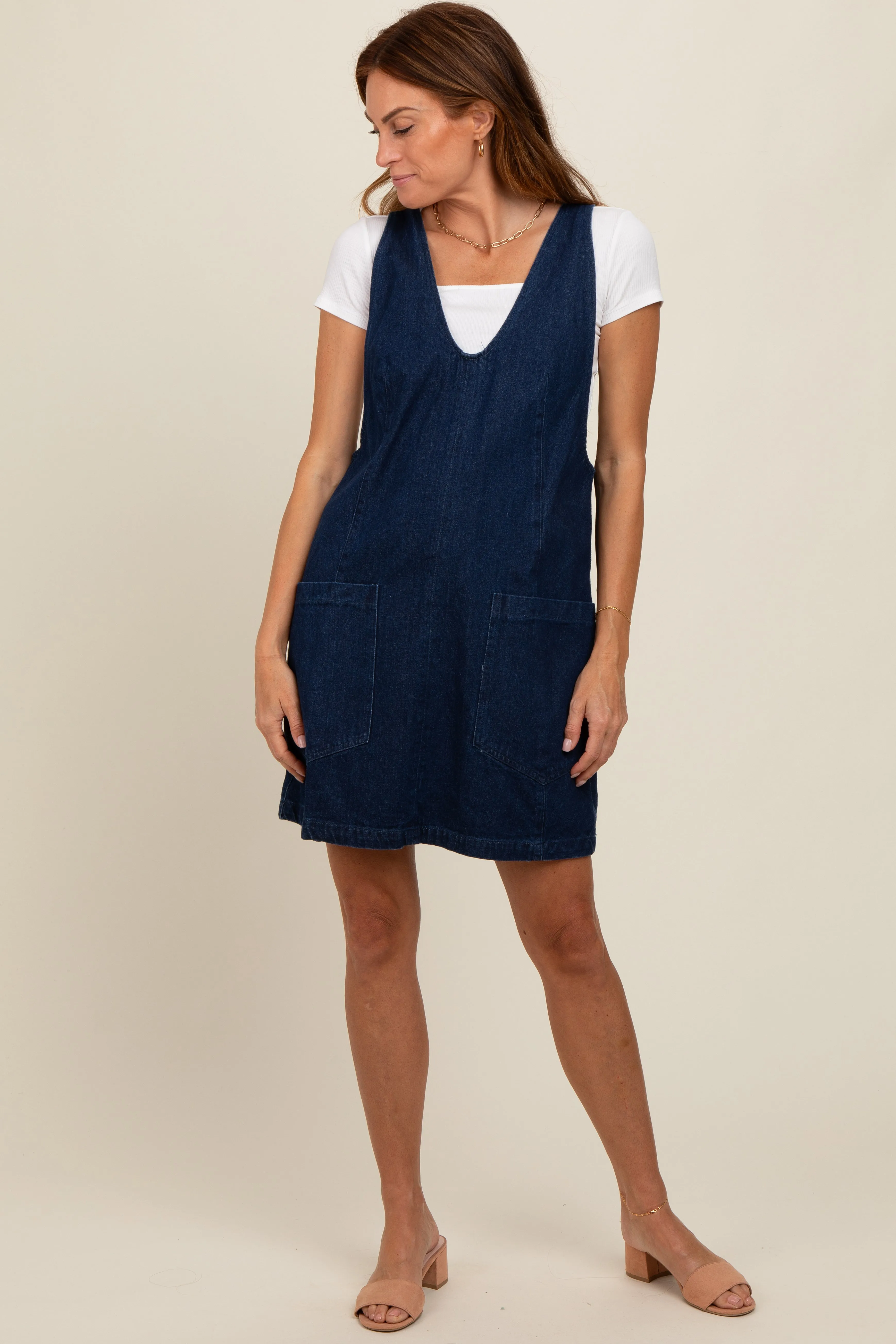 Charcoal Denim Front Pocket Skirt Overalls sold by Pinkblush product image thumbnail 2