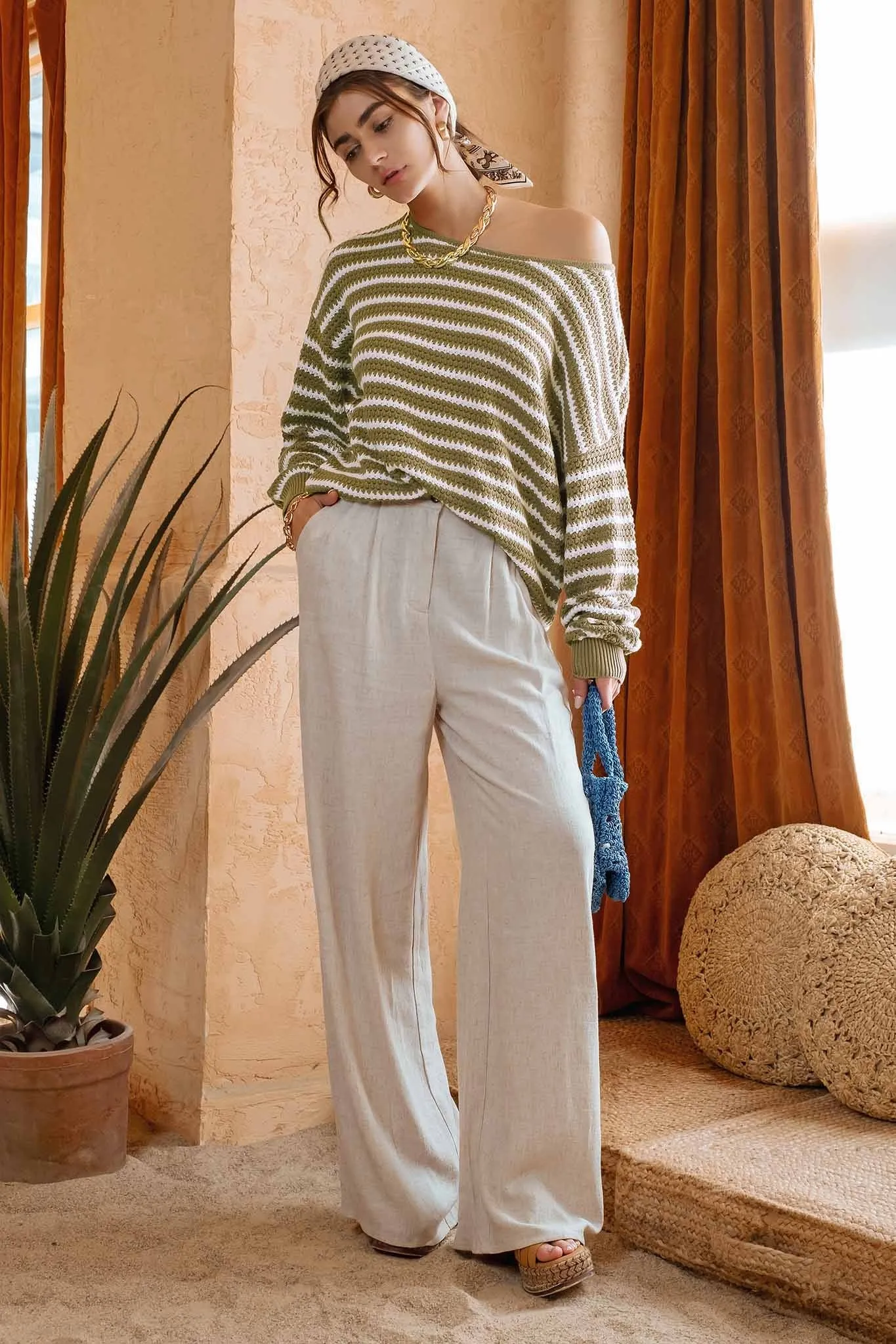 Olive Striped Sweater sold by Pinkblush product image thumbnail 3