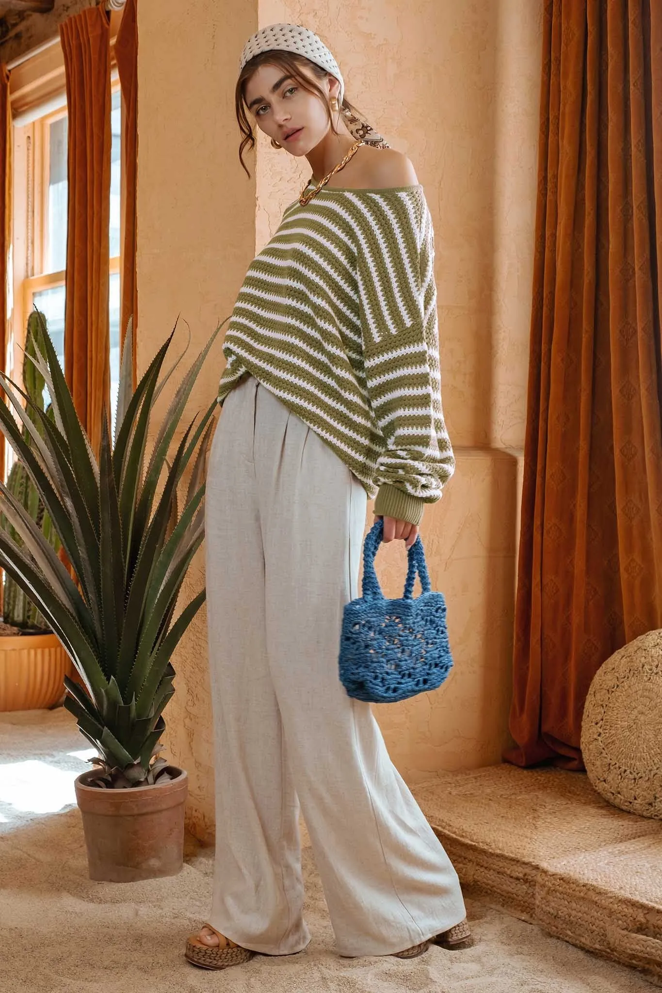 Olive Striped Sweater sold by Pinkblush product image thumbnail 4