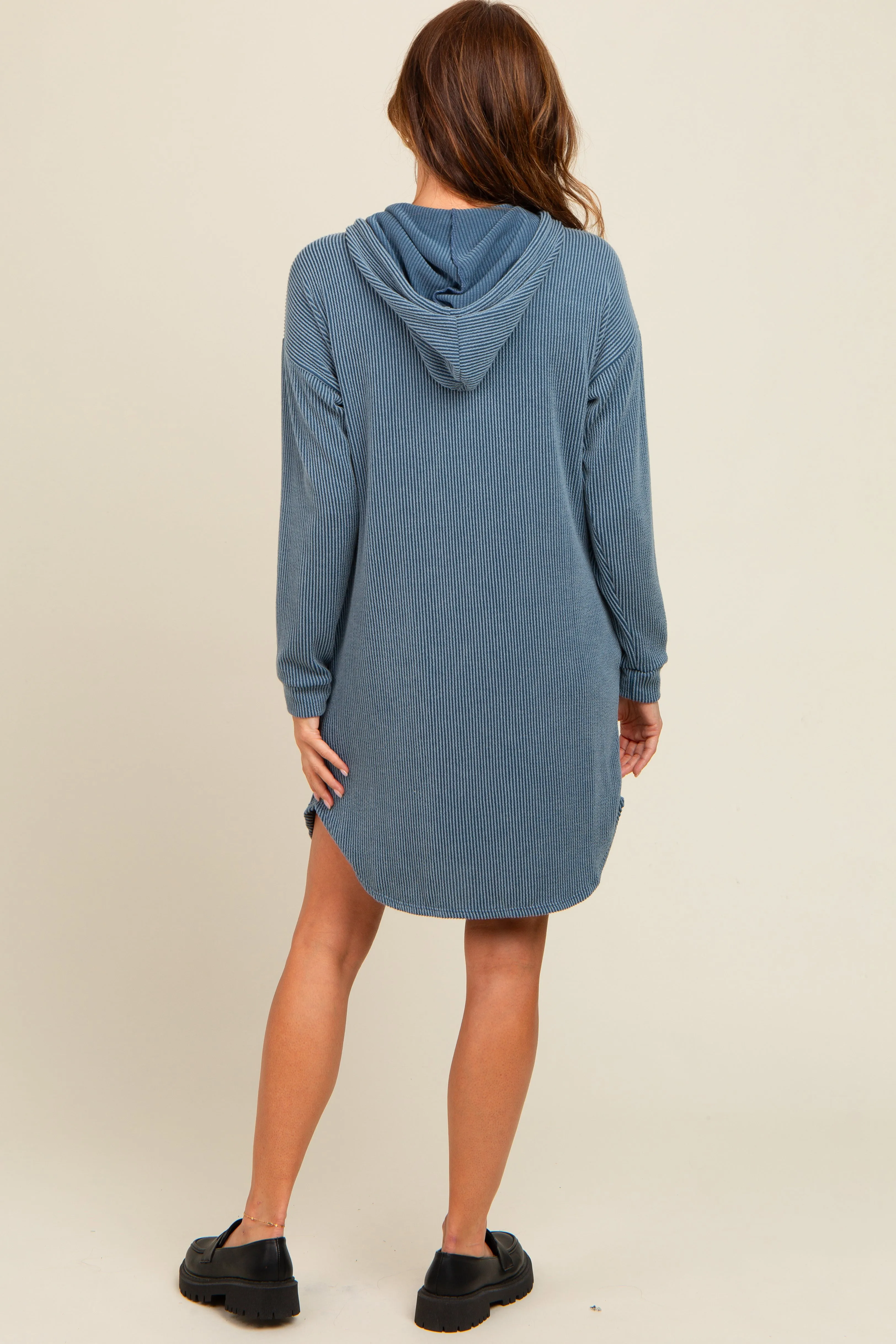Blue Ribbed Hoodie Dress sold by Pinkblush product image thumbnail 3