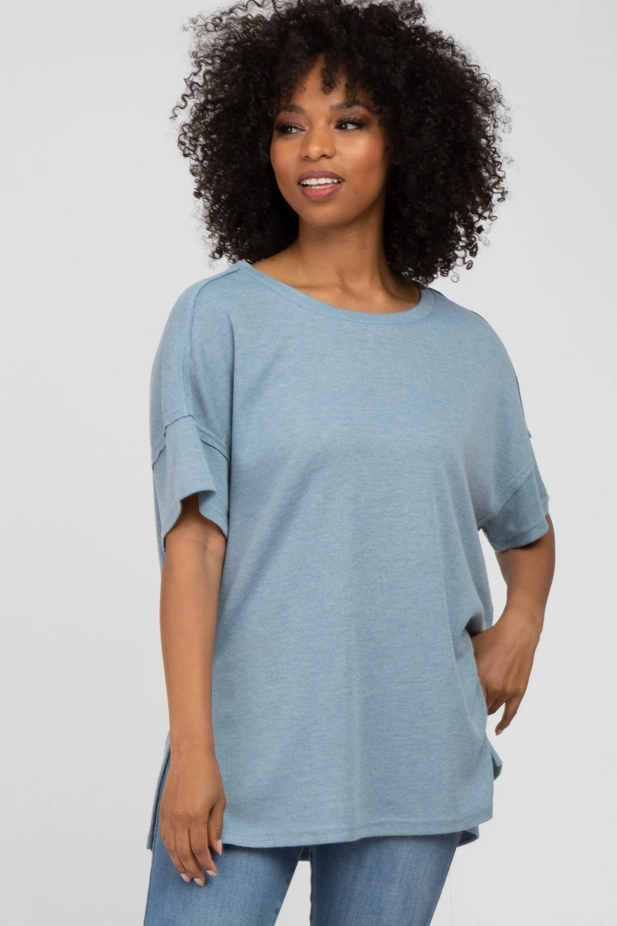 Blue Knit Oversized Maternity Top sold by Pinkblush product image thumbnail 5