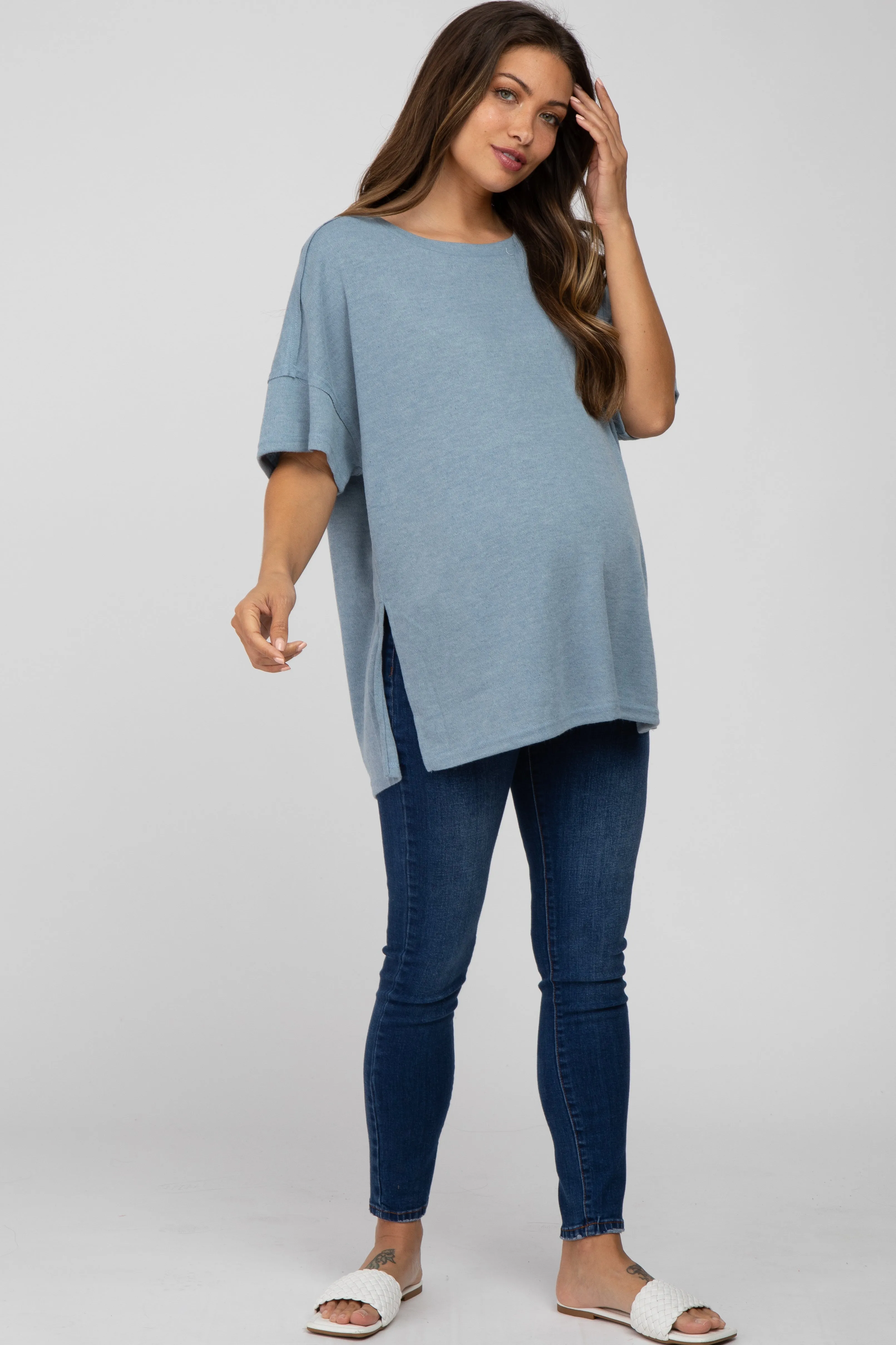 Blue Knit Oversized Maternity Top sold by Pinkblush product image thumbnail 2