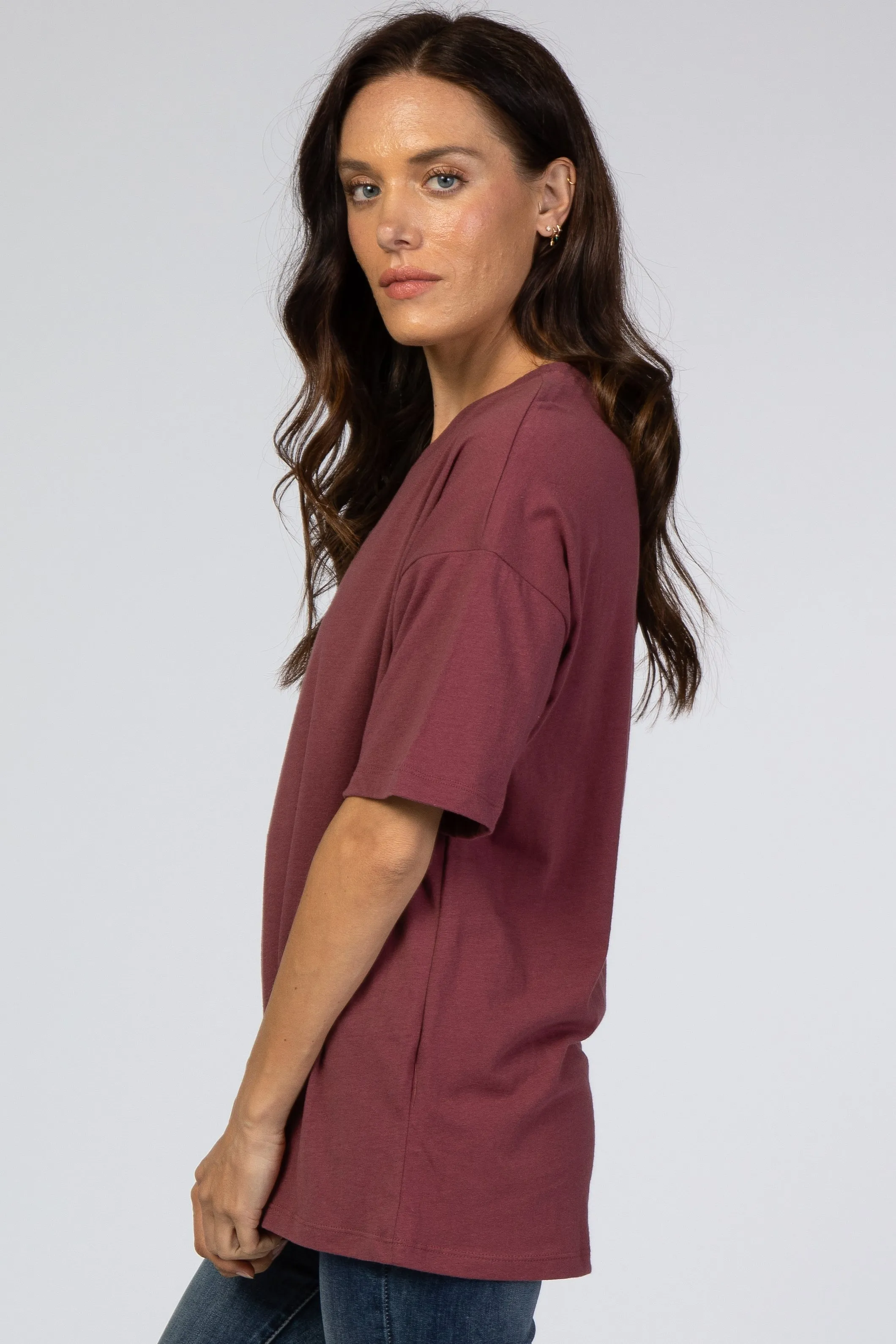 Burgundy Basic Short Sleeve Tee sold by Pinkblush product image thumbnail 2