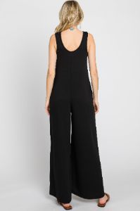 Black Wide Leg Sleeveless Jumpsuit sold by Pinkblush