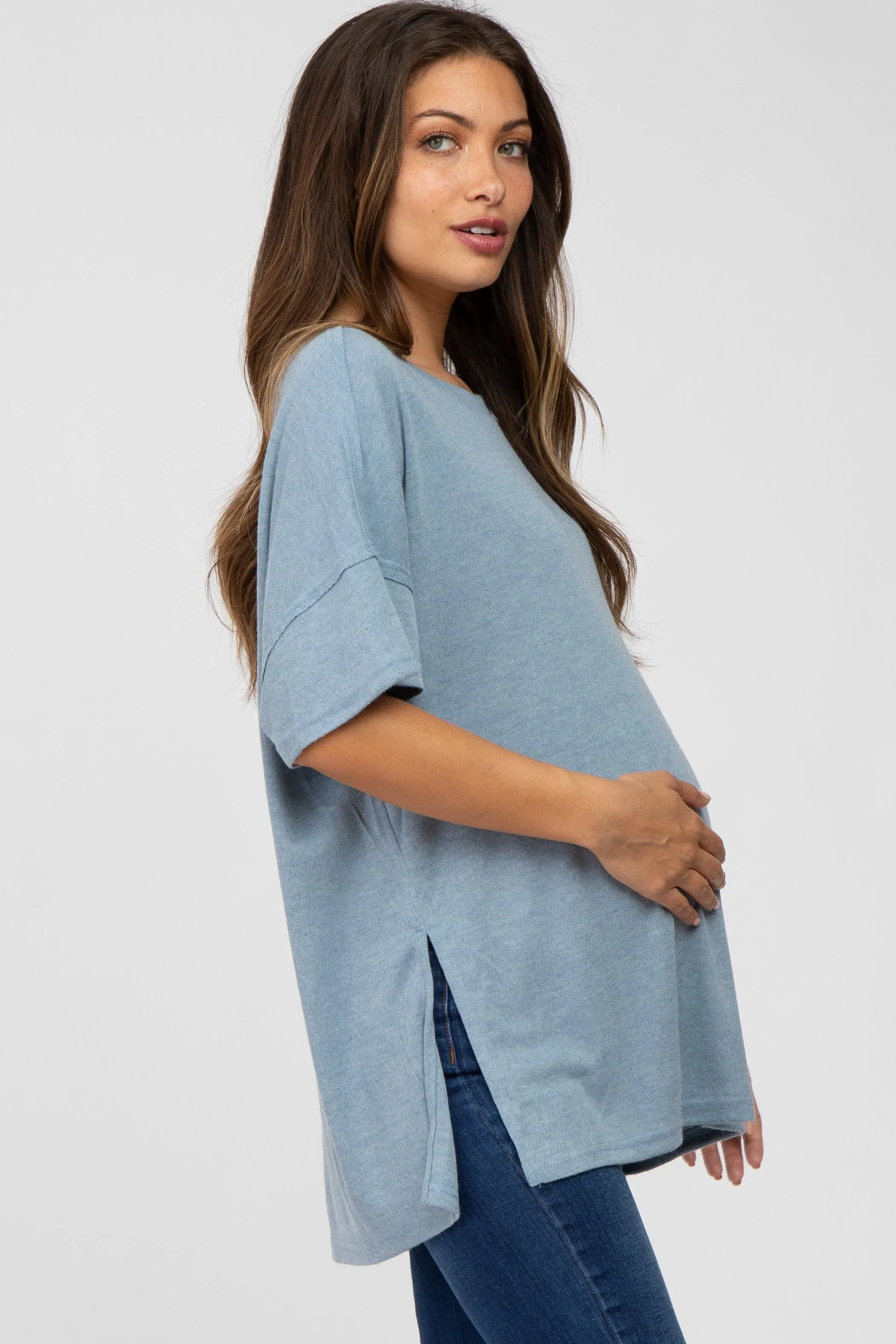 Blue Knit Oversized Maternity Top sold by Pinkblush product image thumbnail 3