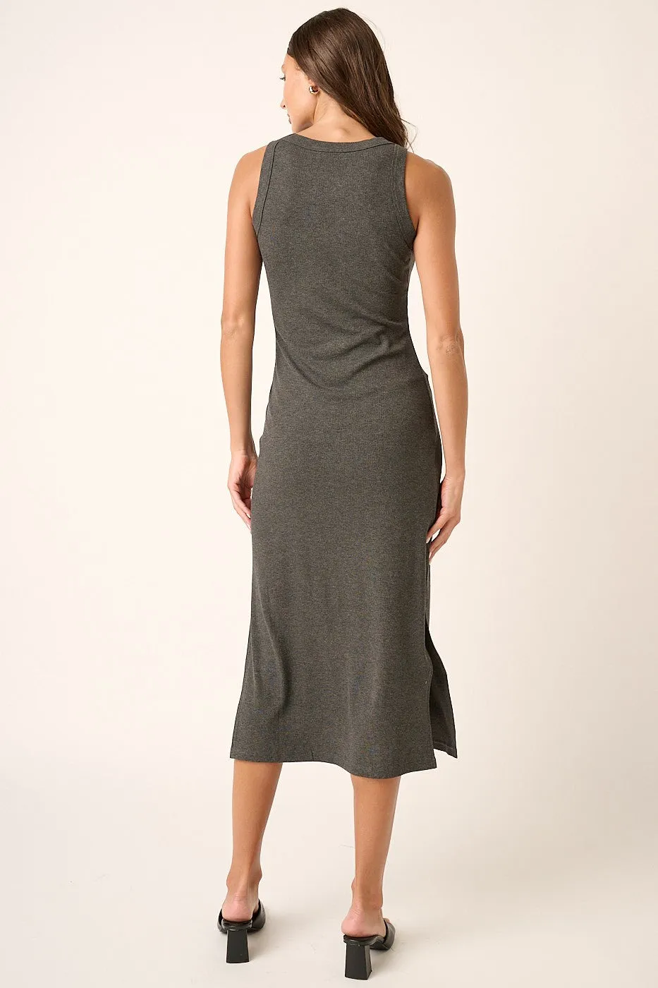 Charcoal Ribbed Side Slit Tank Dress sold by Pinkblush product image thumbnail 3