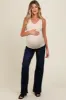 Navy Blue Basic Wide Leg Maternity Jeans sold by Pinkblush