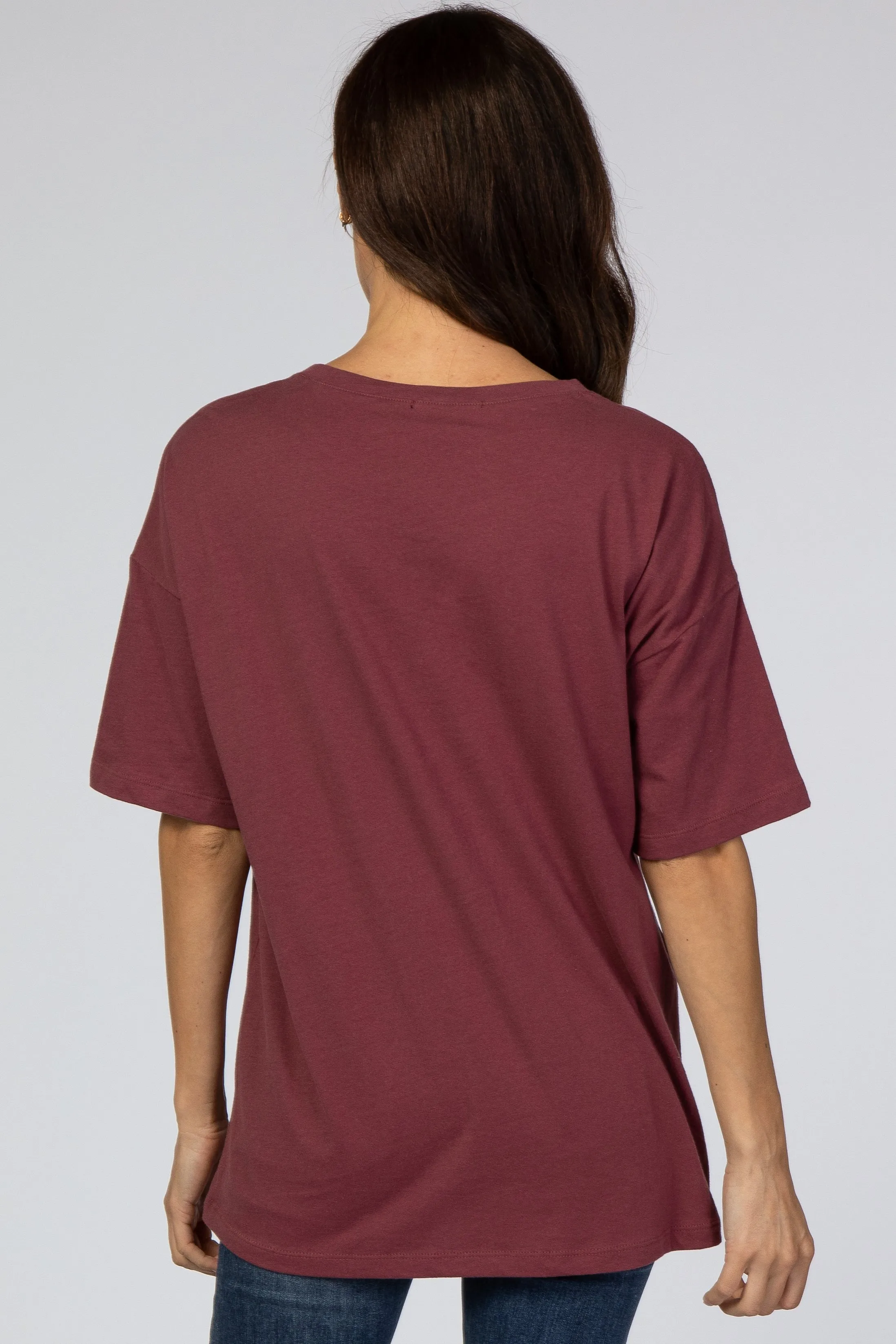 Burgundy Basic Short Sleeve Tee sold by Pinkblush product image thumbnail 3