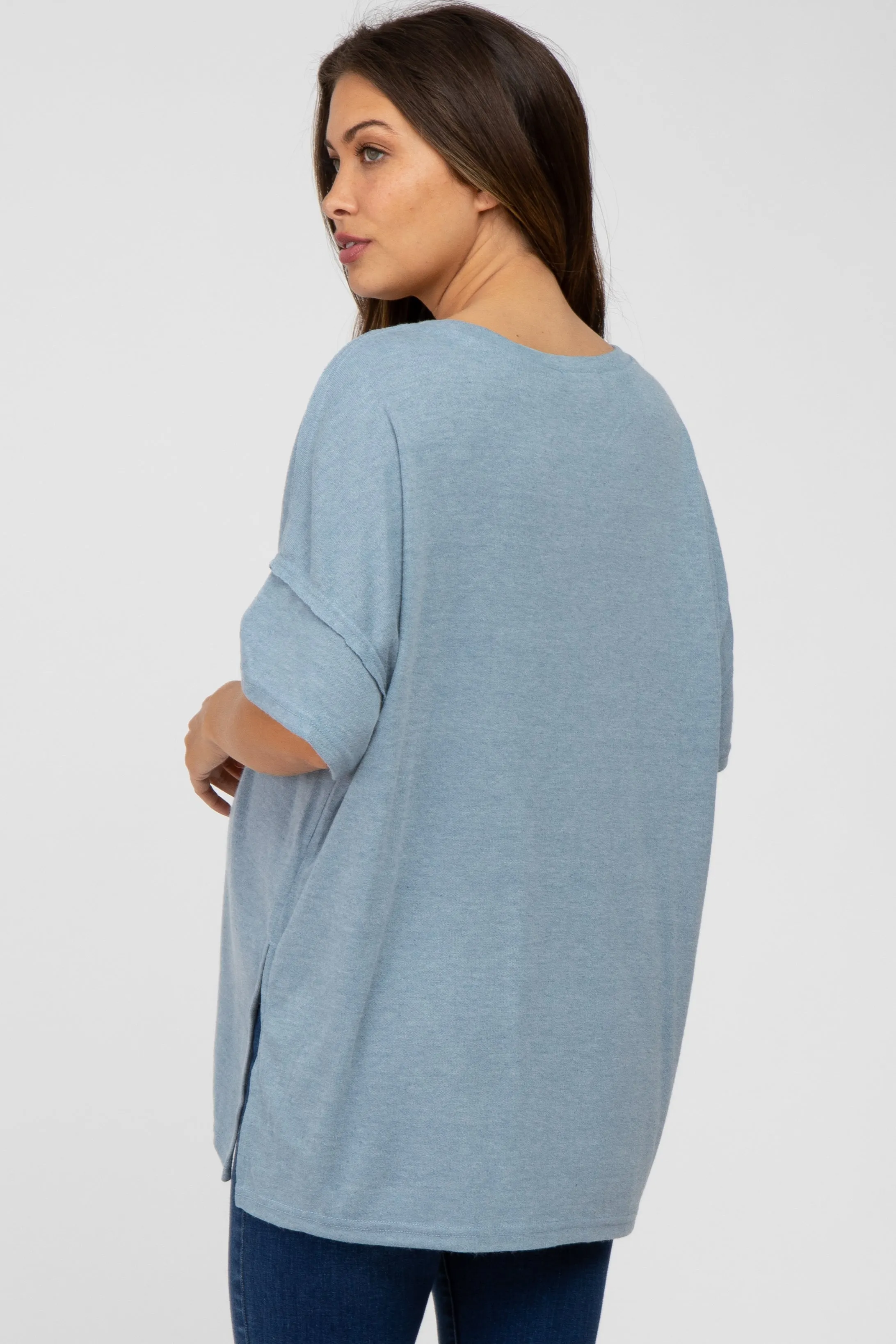 Blue Knit Oversized Maternity Top sold by Pinkblush product image thumbnail 4