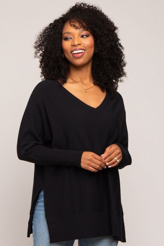 Black Knit Long Dolman Sleeve Maternity Top sold by Pinkblush product image thumbnail 5