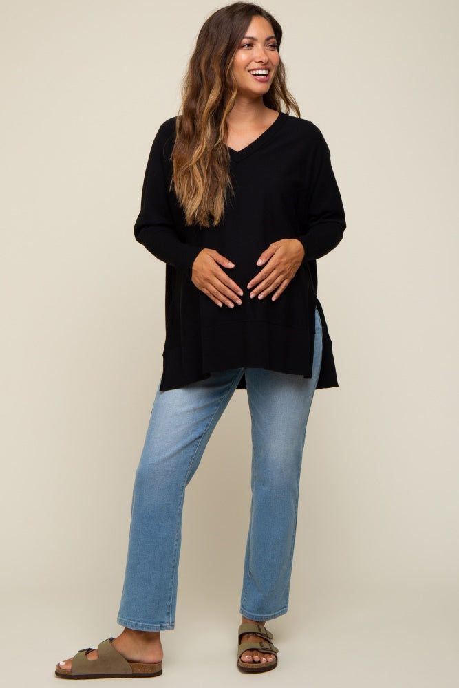Black Knit Long Dolman Sleeve Maternity Top sold by Pinkblush