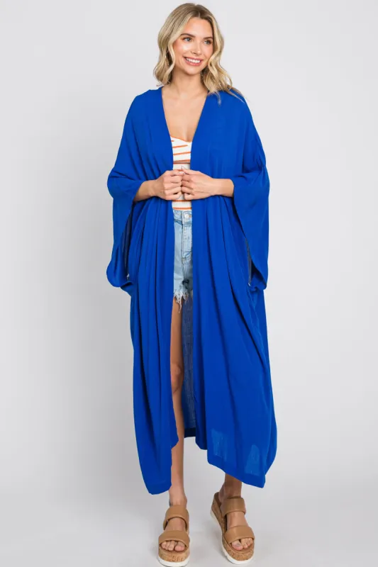Royal Blue Open Front Long Coverup sold by Pinkblush