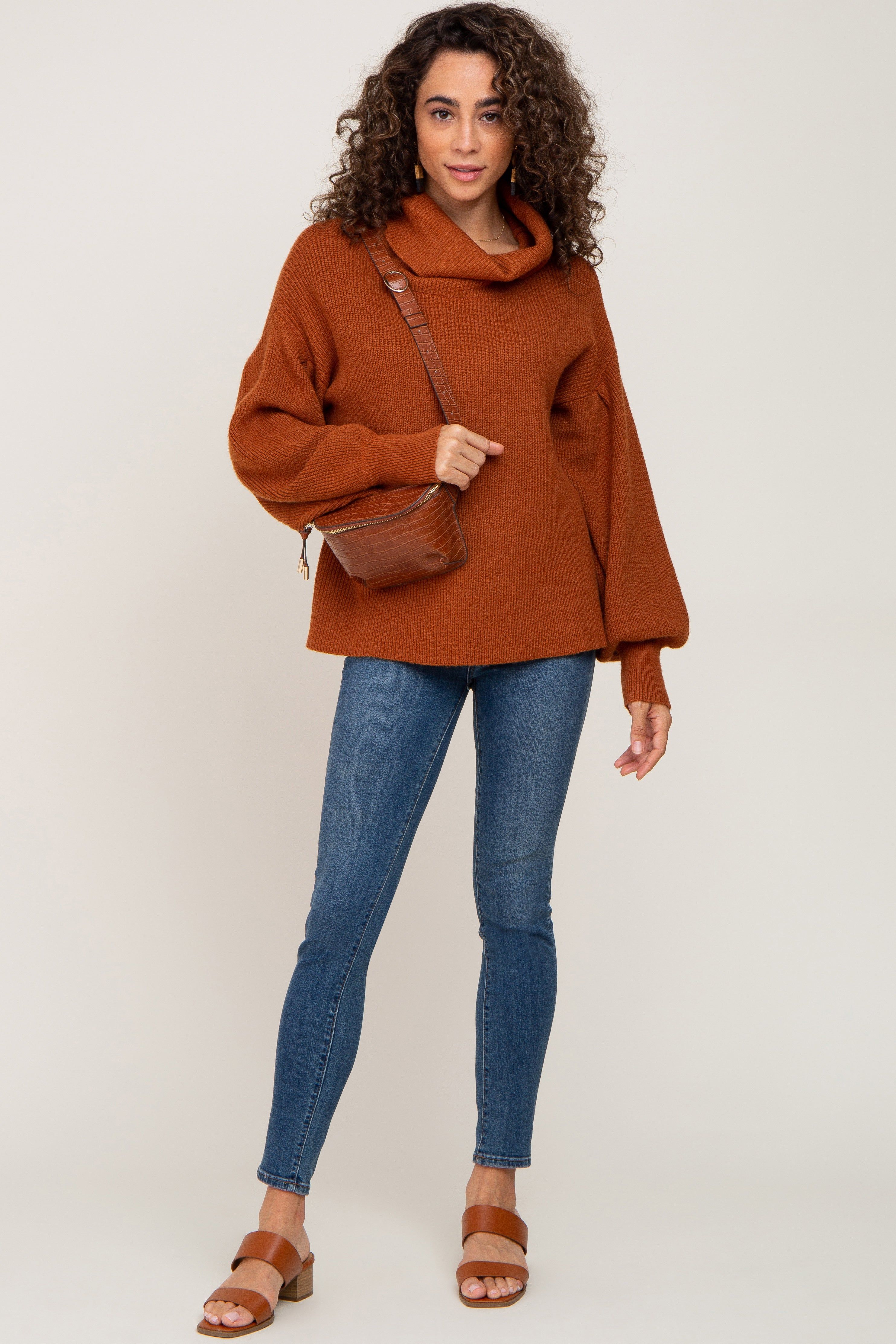 Rust Turtleneck Knit Sweater sold by Pinkblush product image thumbnail 4