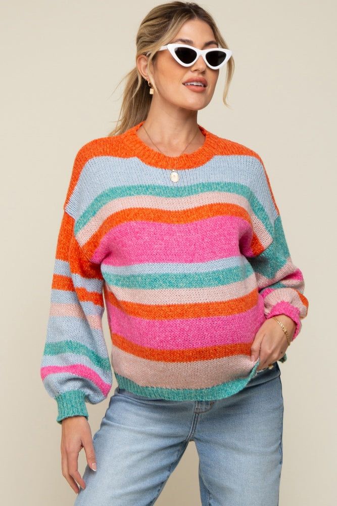 Multi-Color Striped Maternity Sweater sold by Pinkblush