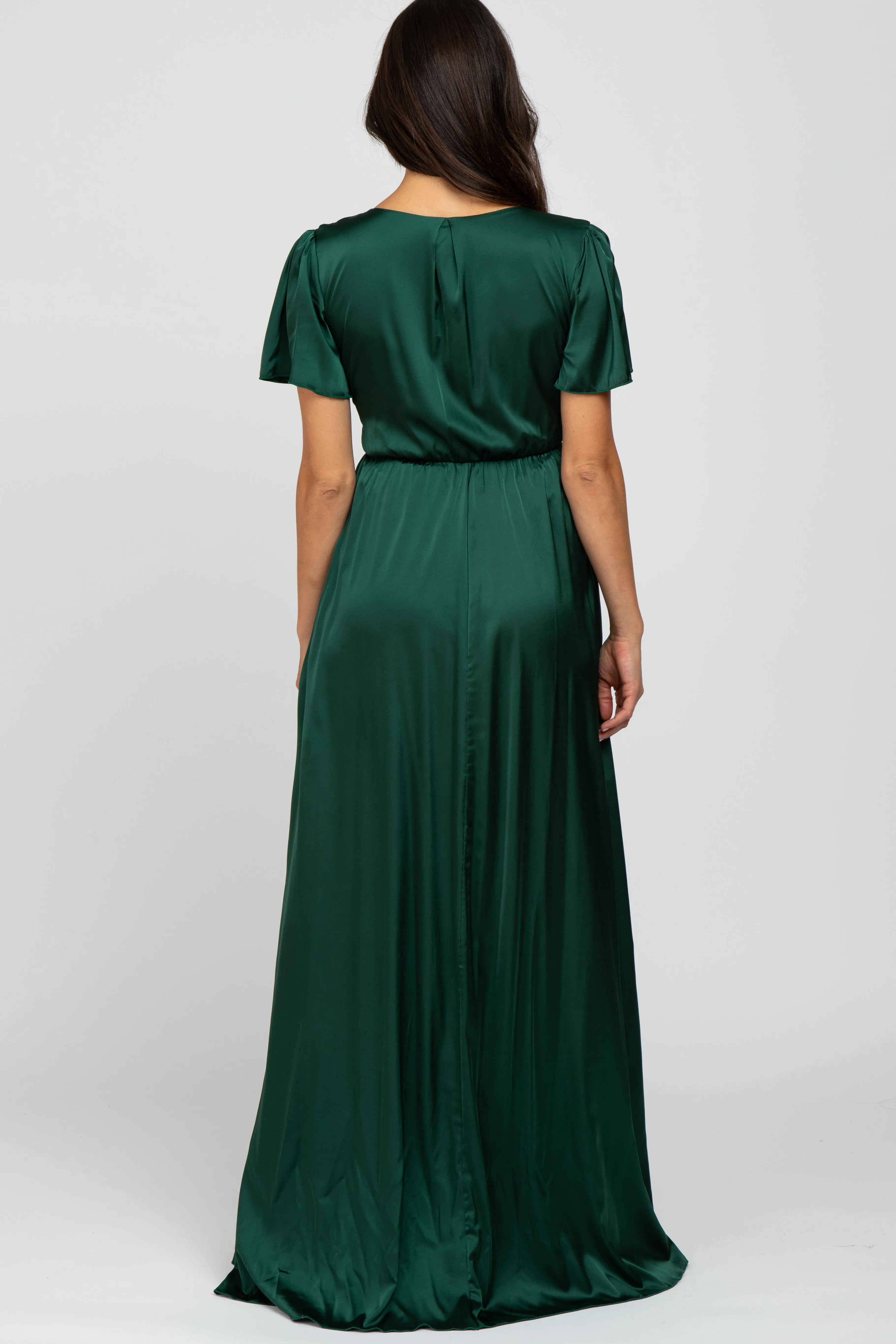 Green Side Slit Satin Maxi Dress sold by Pinkblush product image thumbnail 3