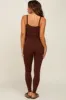 Brown Ribbed Sleeveless Maternity Jumpsuit sold by Pinkblush