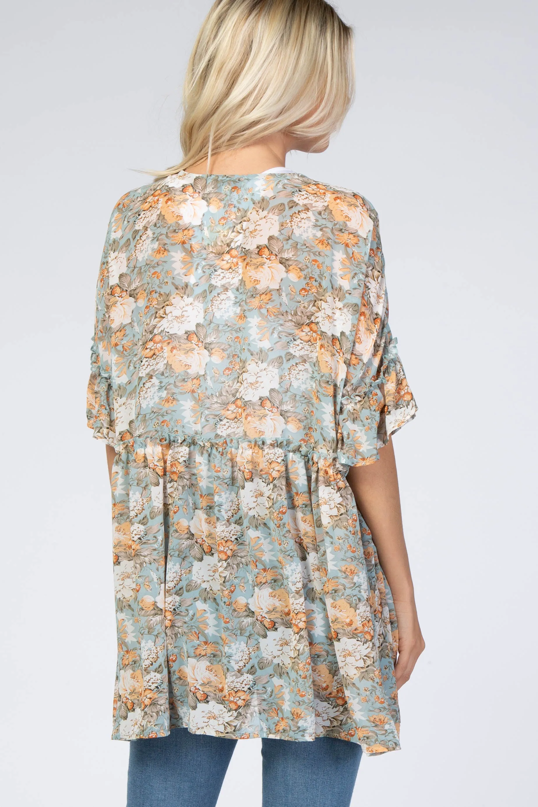 Mint Green Floral Ruffle Hem Cover Up sold by Pinkblush product image thumbnail 3