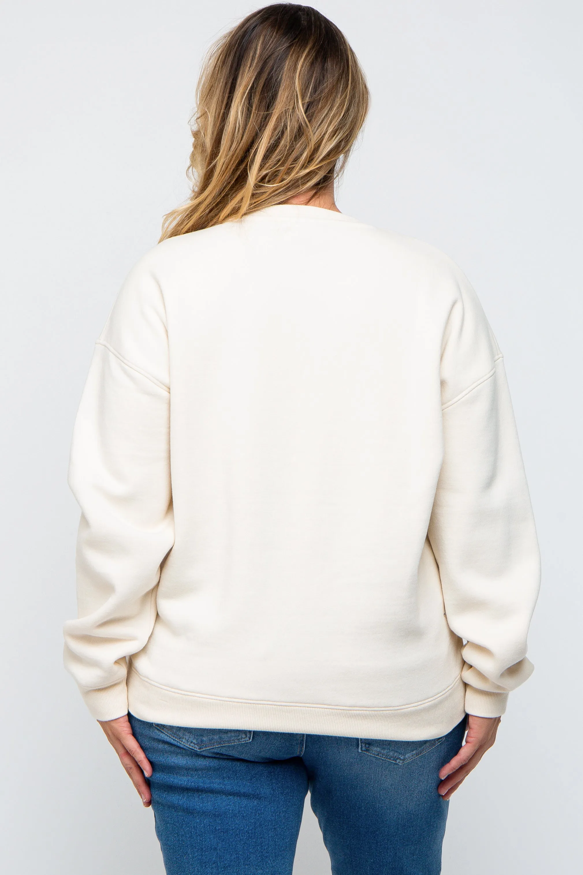 Ivory Soft Knit Fleece Lined Maternity Plus Sweatshirt sold by Pinkblush product image thumbnail 3