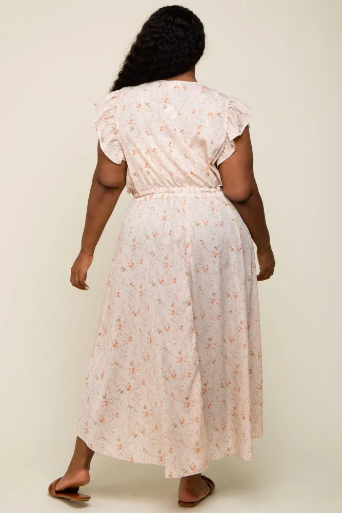 Peach Floral Crochet Front Tie Plus Coverup sold by Pinkblush product image thumbnail 3