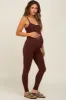 Brown Ribbed Sleeveless Maternity Jumpsuit sold by Pinkblush
