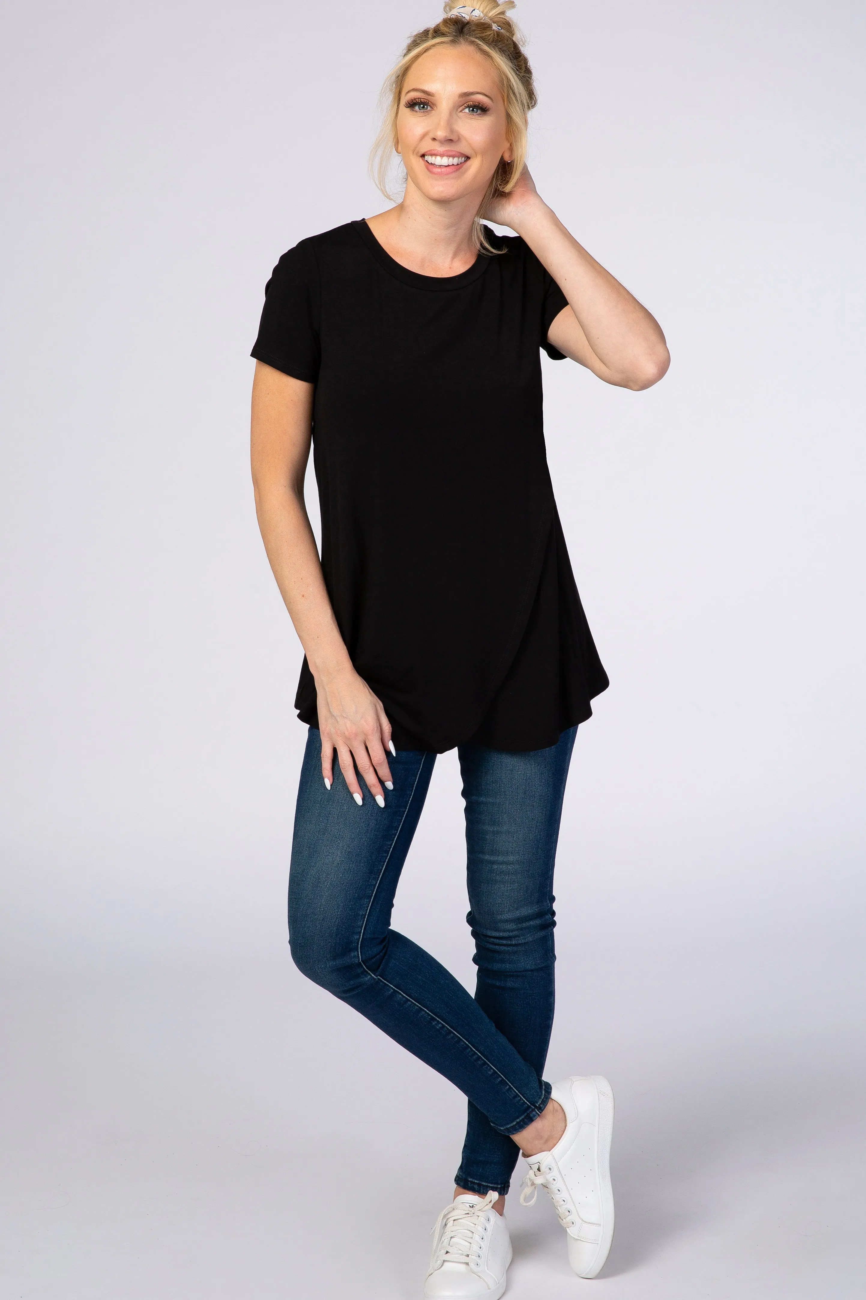 Black Layered Wrap Front Nursing Top sold by Pinkblush product image thumbnail 2