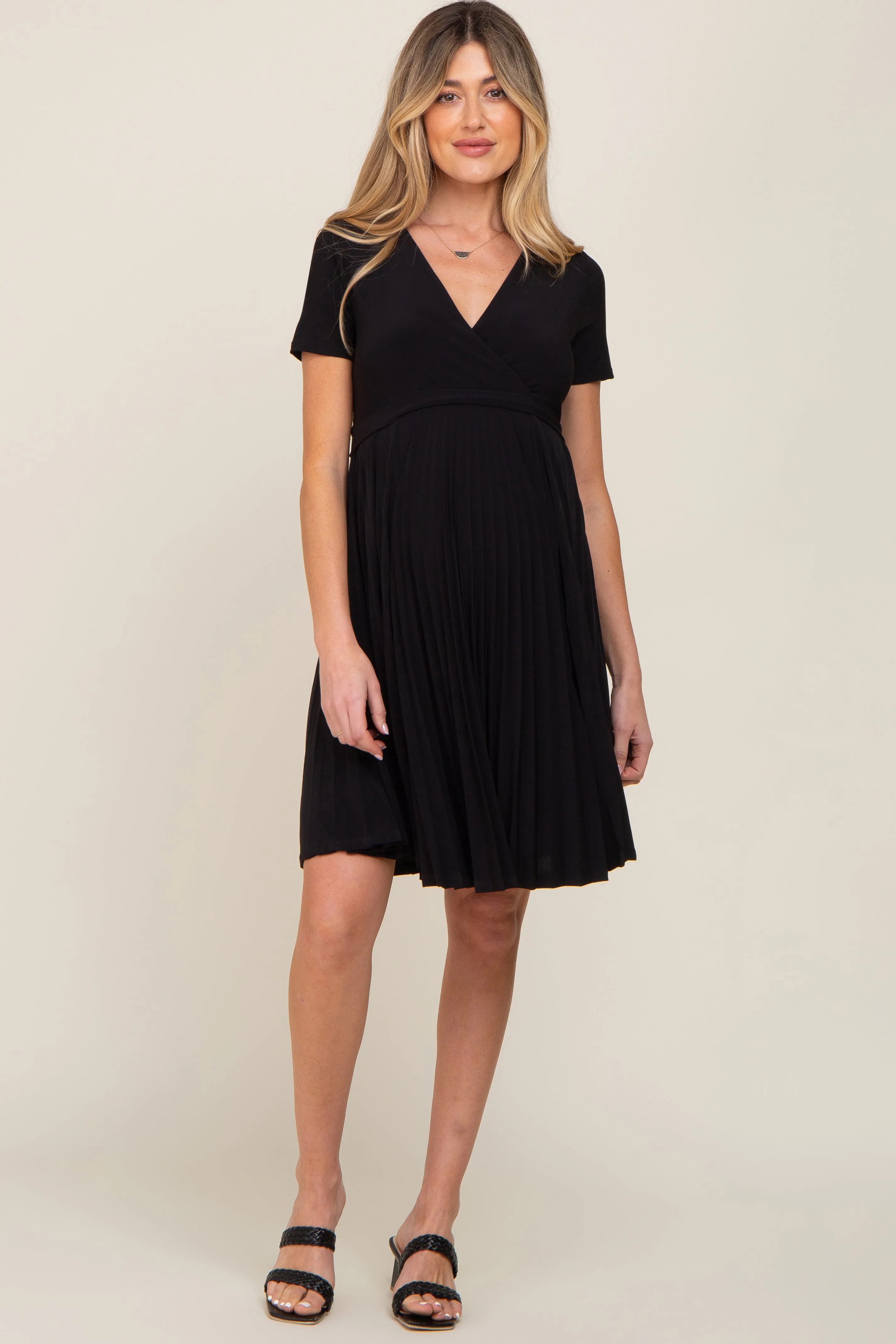 Black Pleated Maternity/Nursing Dress sold by Pinkblush product image thumbnail 5