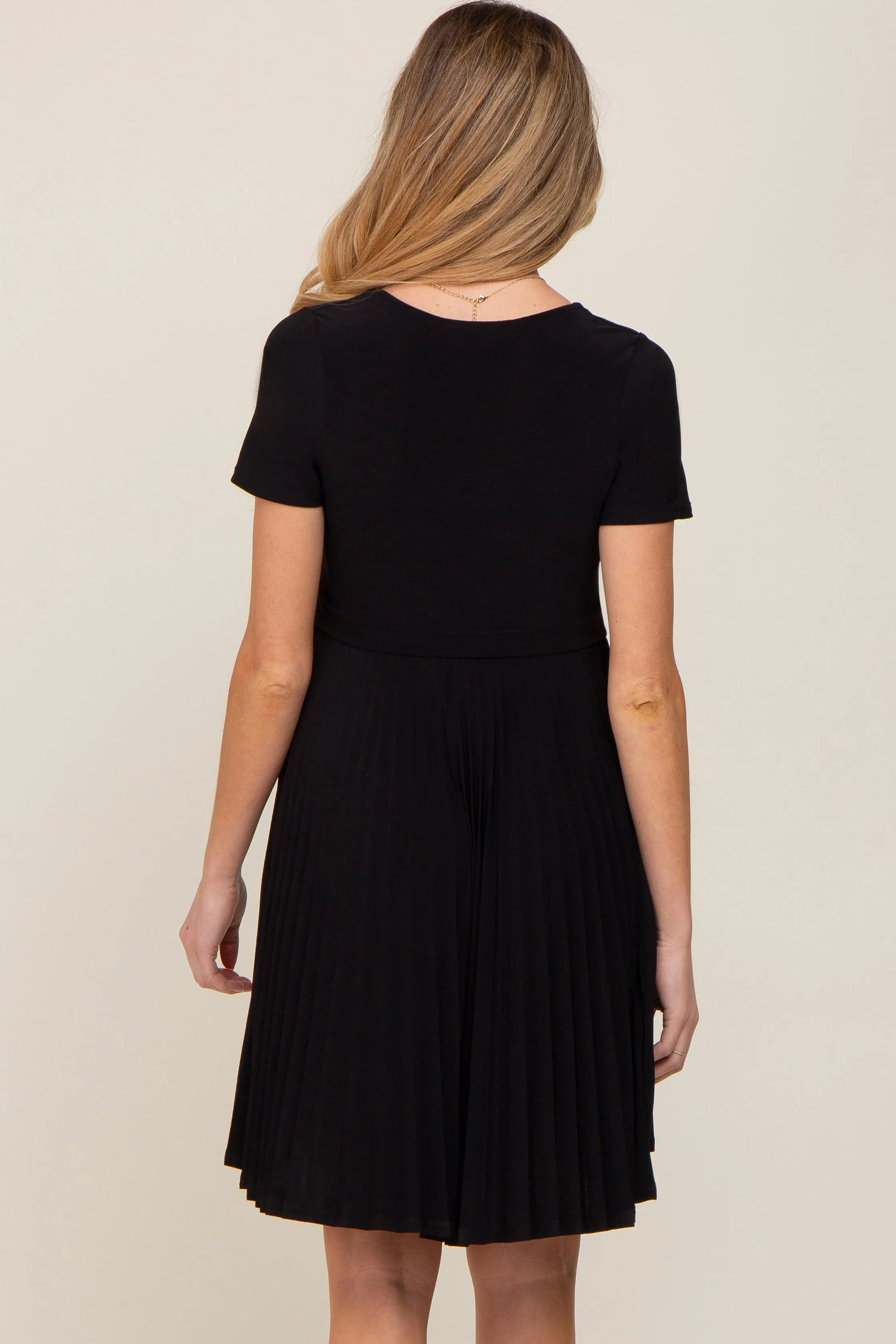 Black Pleated Maternity/Nursing Dress sold by Pinkblush product image thumbnail 3